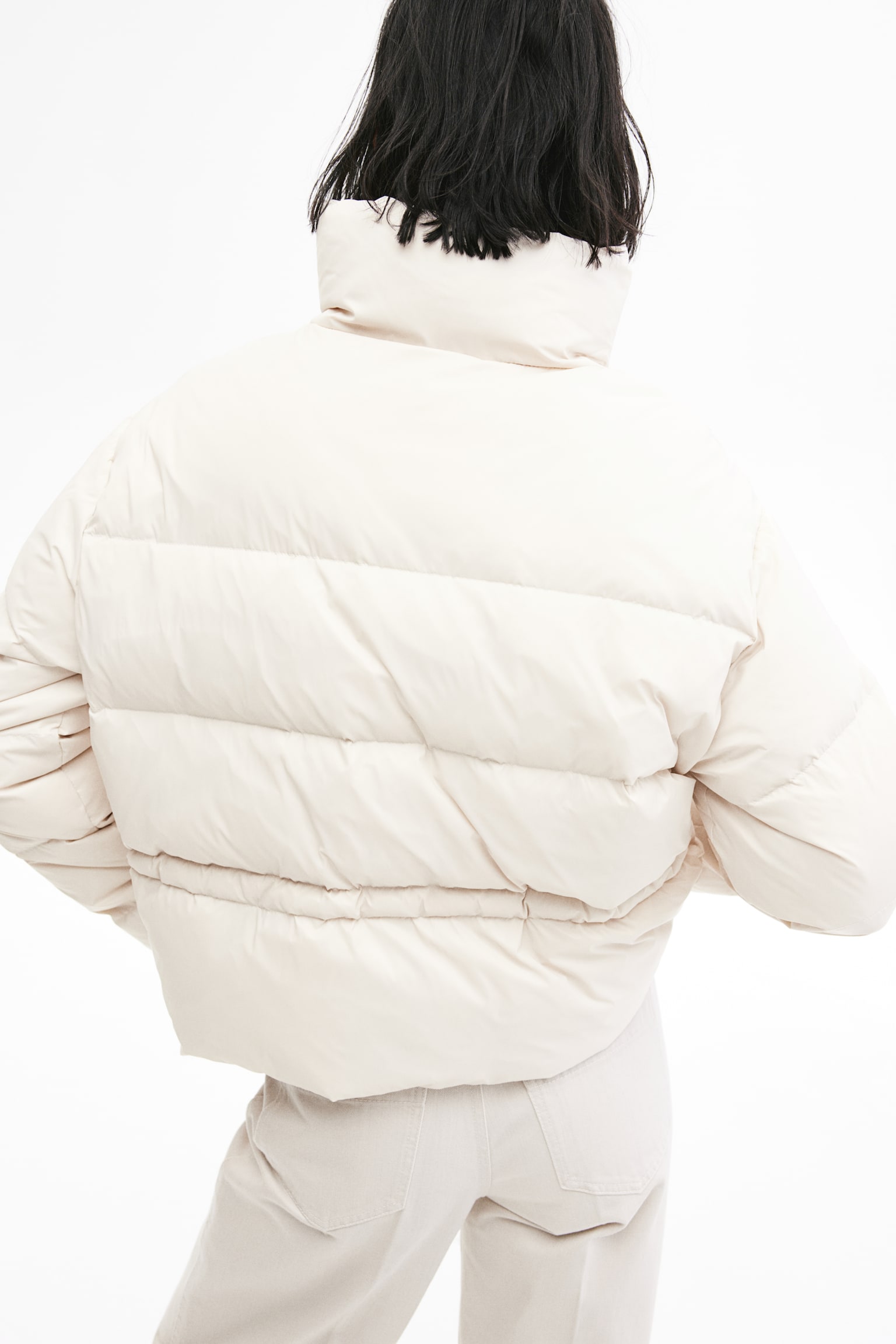 Short down puffer jacket - Light beige - 3