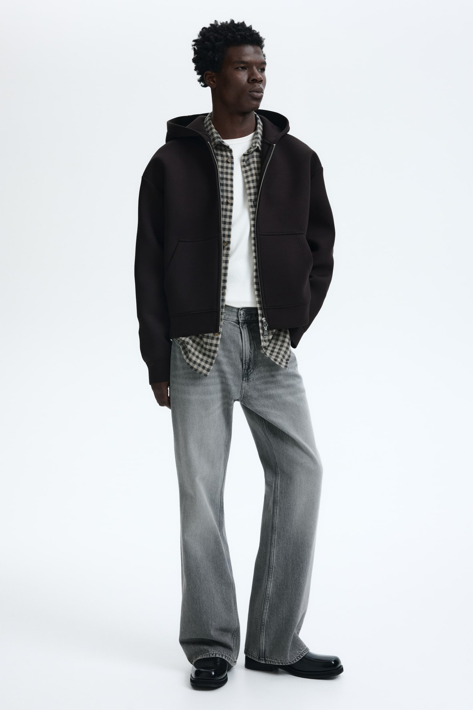 Loose Fit Zip-through hoodie - Dark brown/Black/Grey marl/Dark blue/Dark plum purple/Burgundy - 5