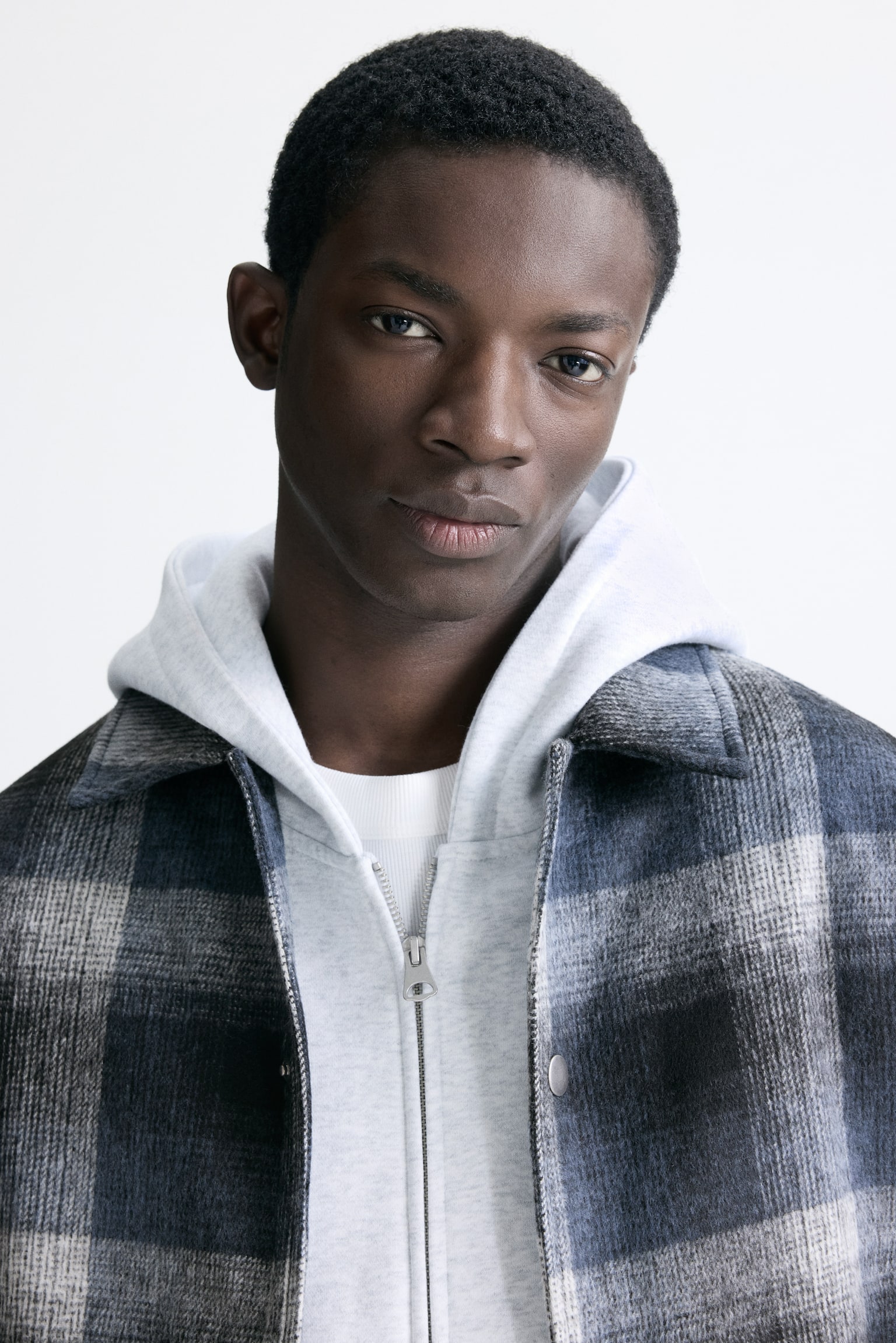 חולצת ז'קט Relaxed Fit - כחול כהה/משבצות - 4