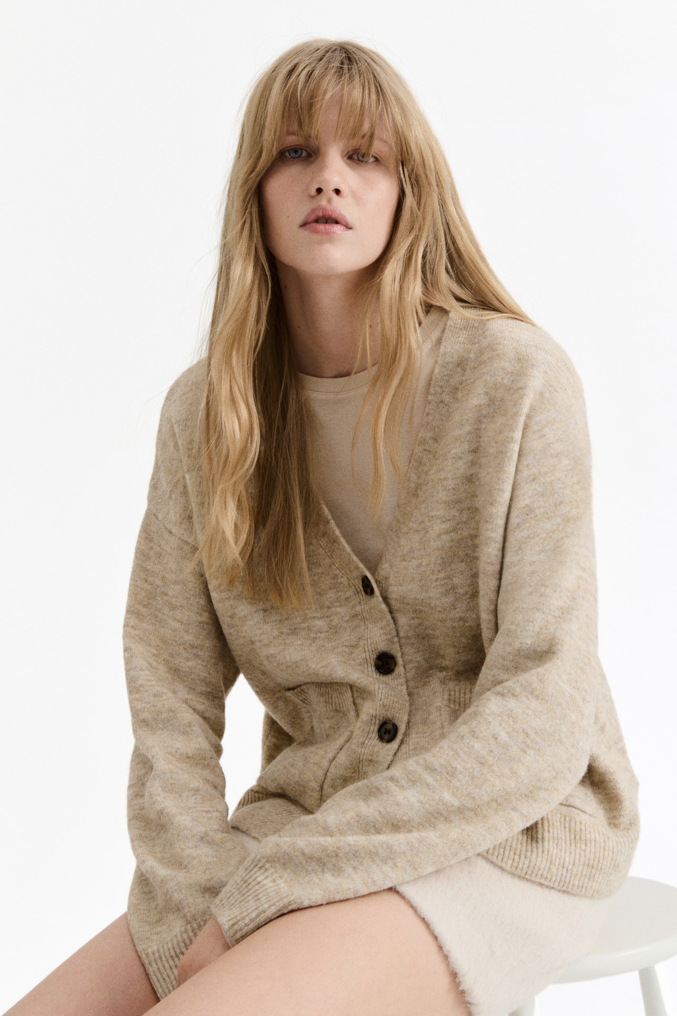 Büyük resmi görüntüle: Bol Kesimli Hırka - Bej kırçıllı - KADIN | H&M TR 2