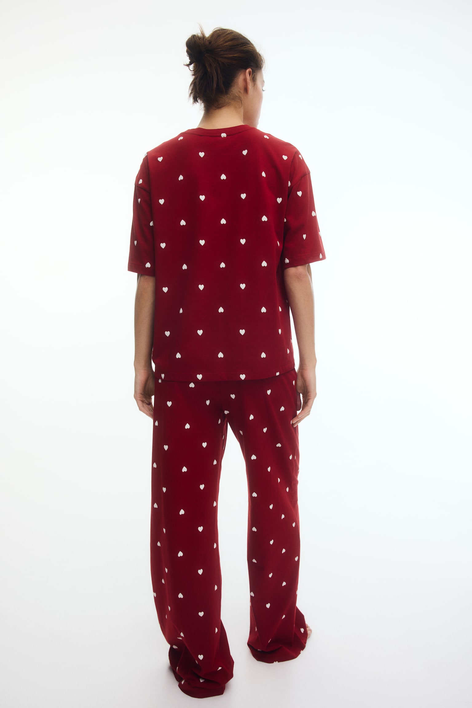 MAMA Before & After Pigiama in cotone - Rosso scuro/cuori/Bianco/cuori/Blu tortora/pois - 6