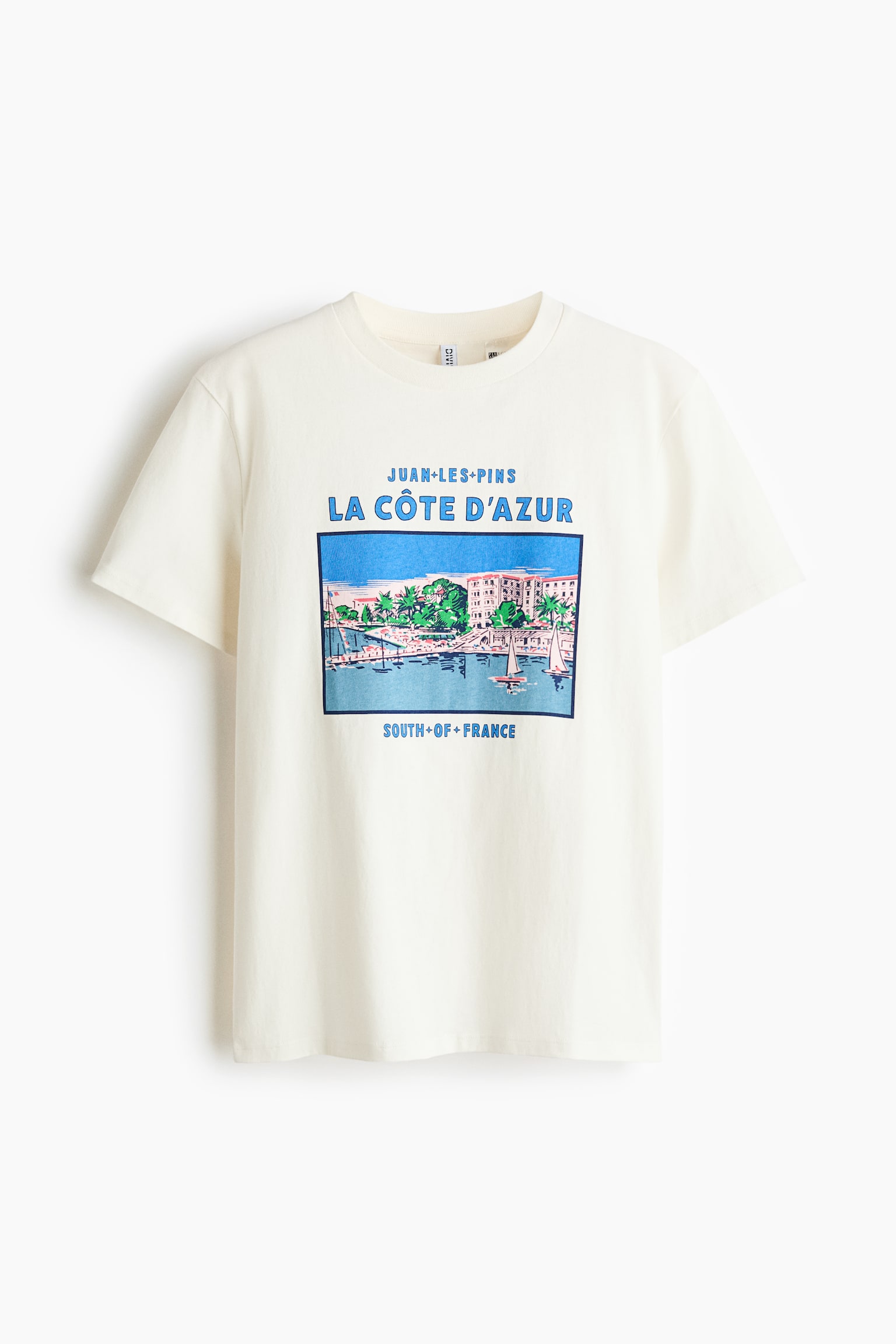 Printed cotton T-shirt - Cream/The Pierce Archive/Blue/Condé Nast Traveller - 1