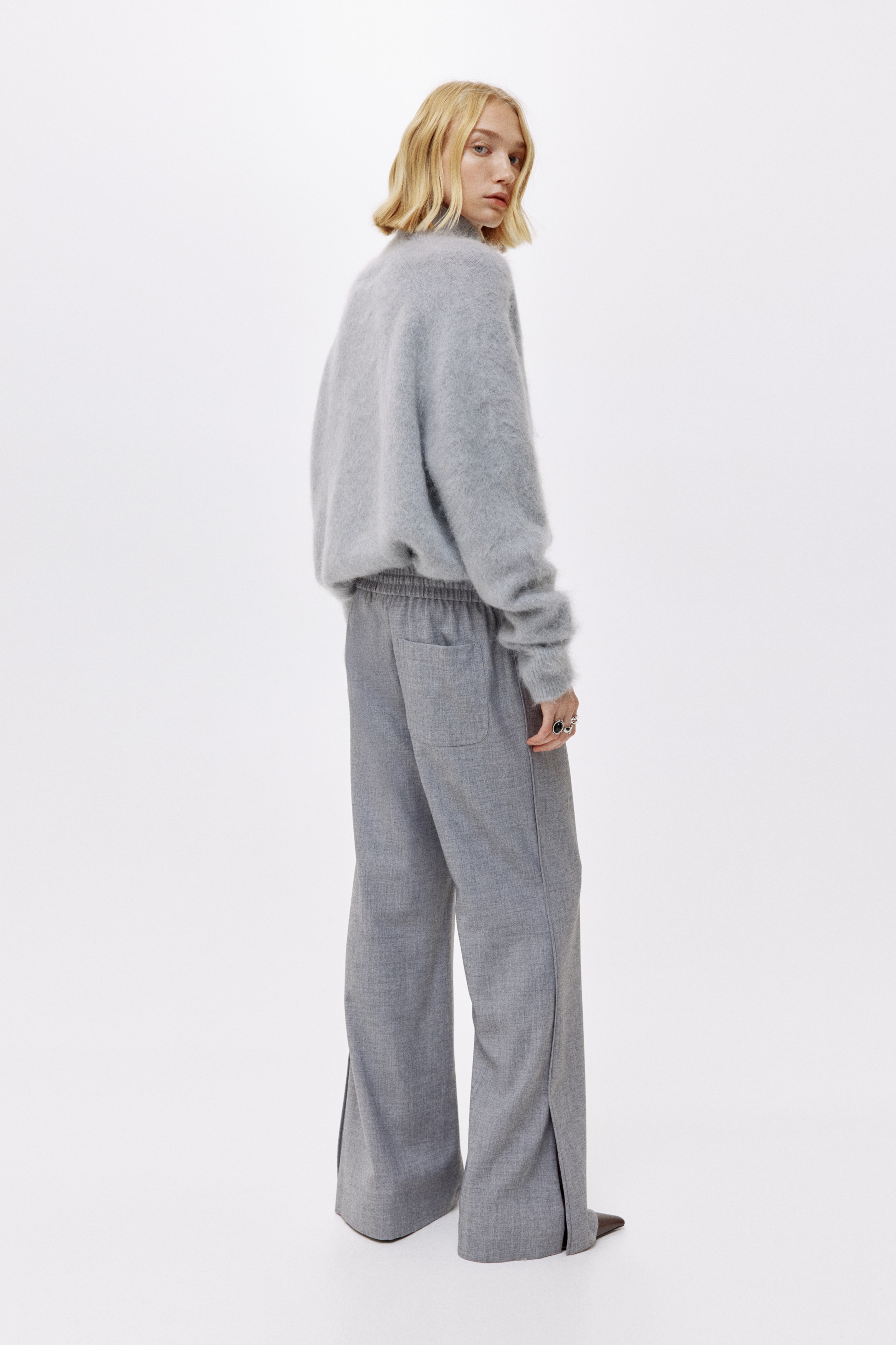Flared drawstring trousers