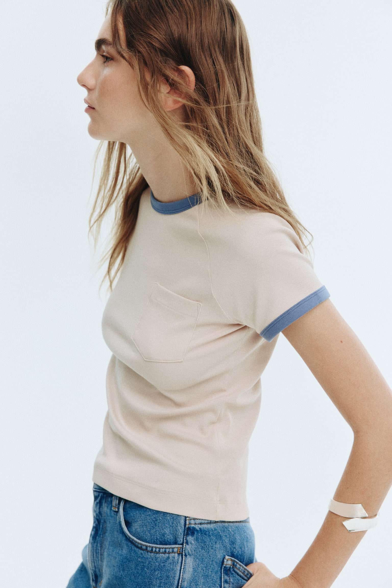 Áo thun tay ráp lăng - Màu be nhạt/Xanh dương khói/Màu be/Koiya - 5