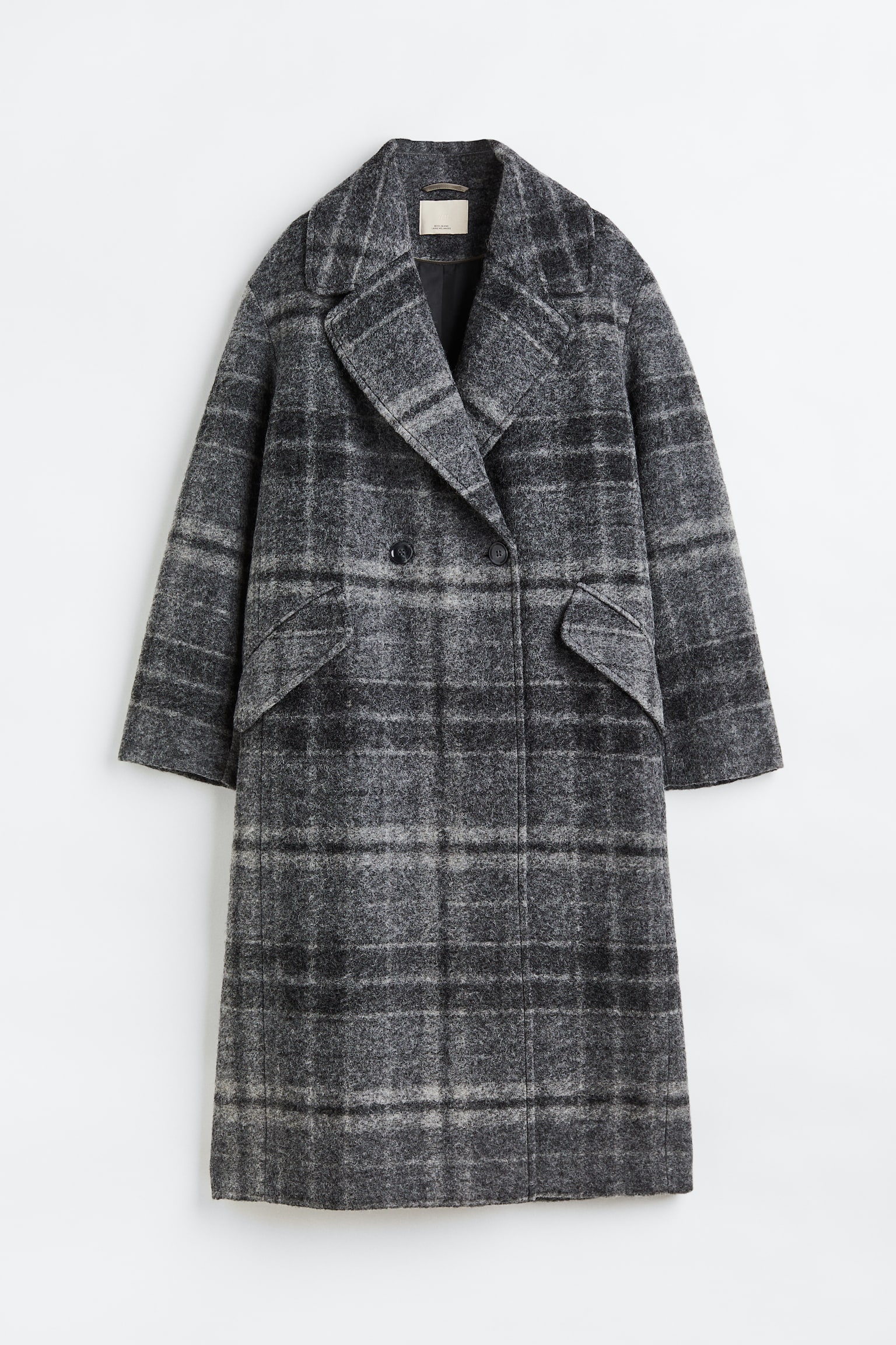 Wool-blend coat - Grey/Checked - Ladies | H&M GB