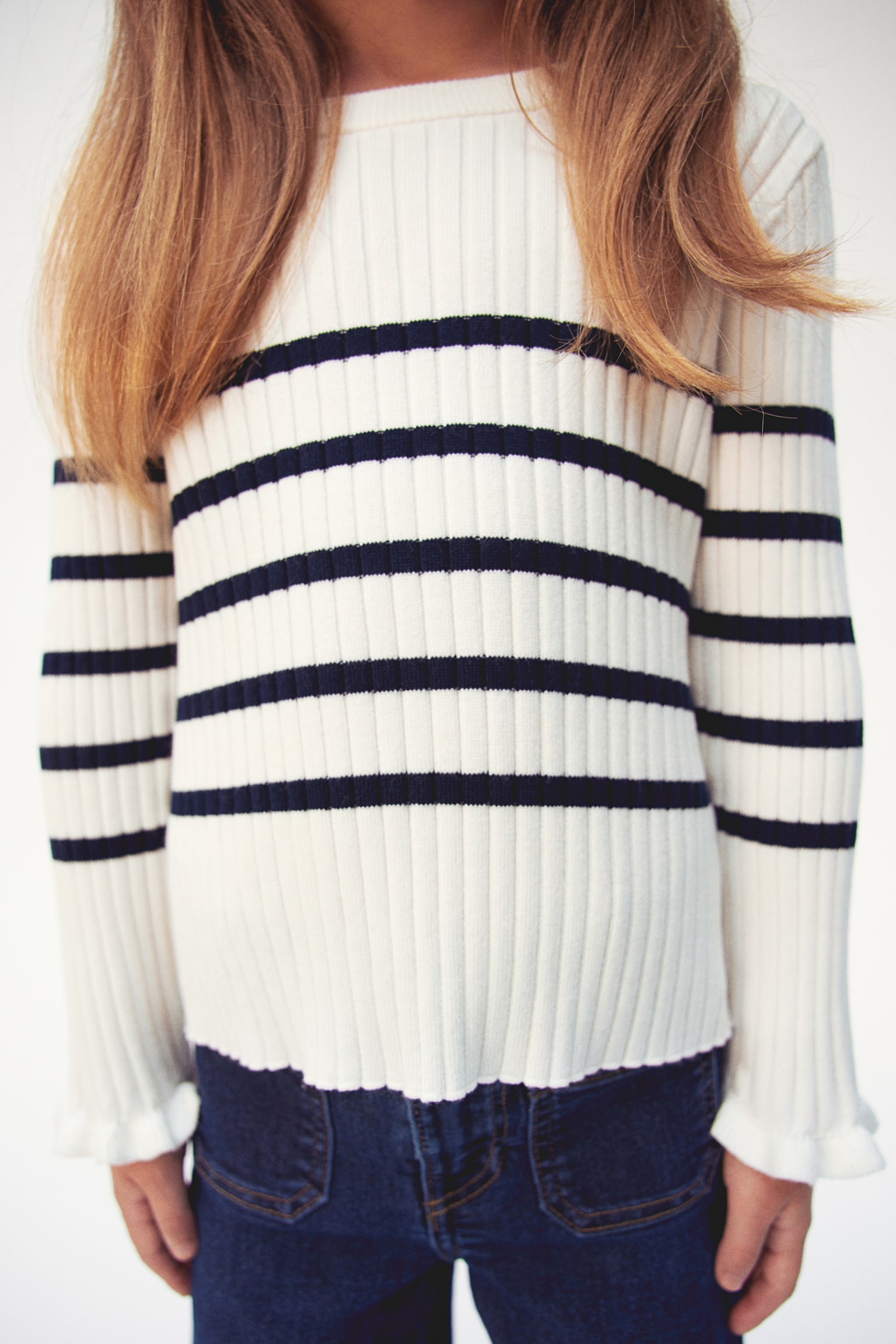 Rib-knit jumper - Natural white/Striped/Light pink/Red/Light beige/Striped - 4