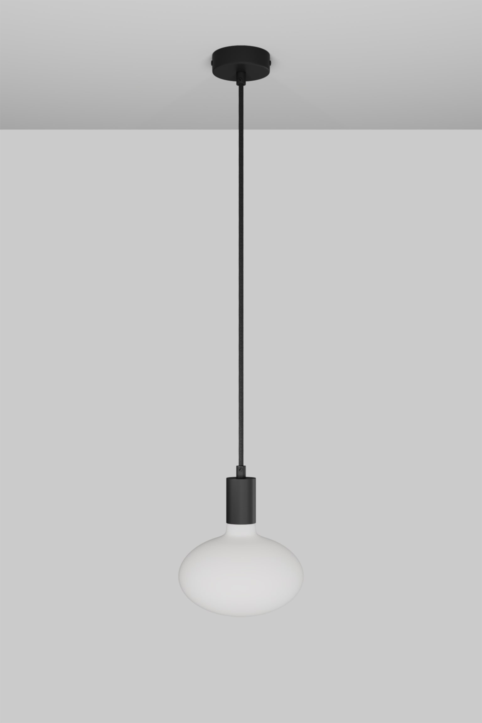 Pendentif En Métal Avec Une Ampoule En Porcelaine - Noir - 1