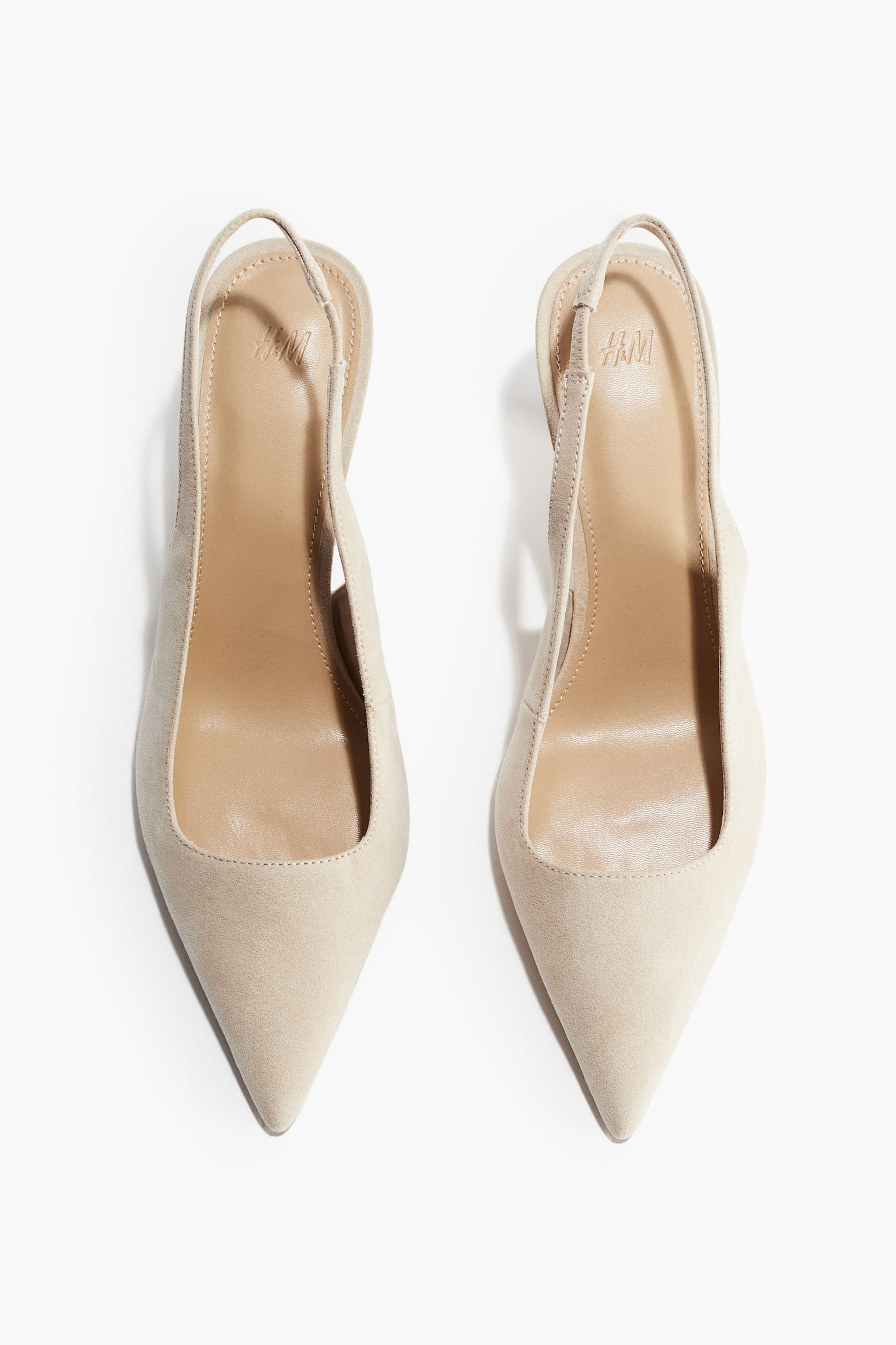 Pointed Slingback Pumps - Light beige/Black - 4