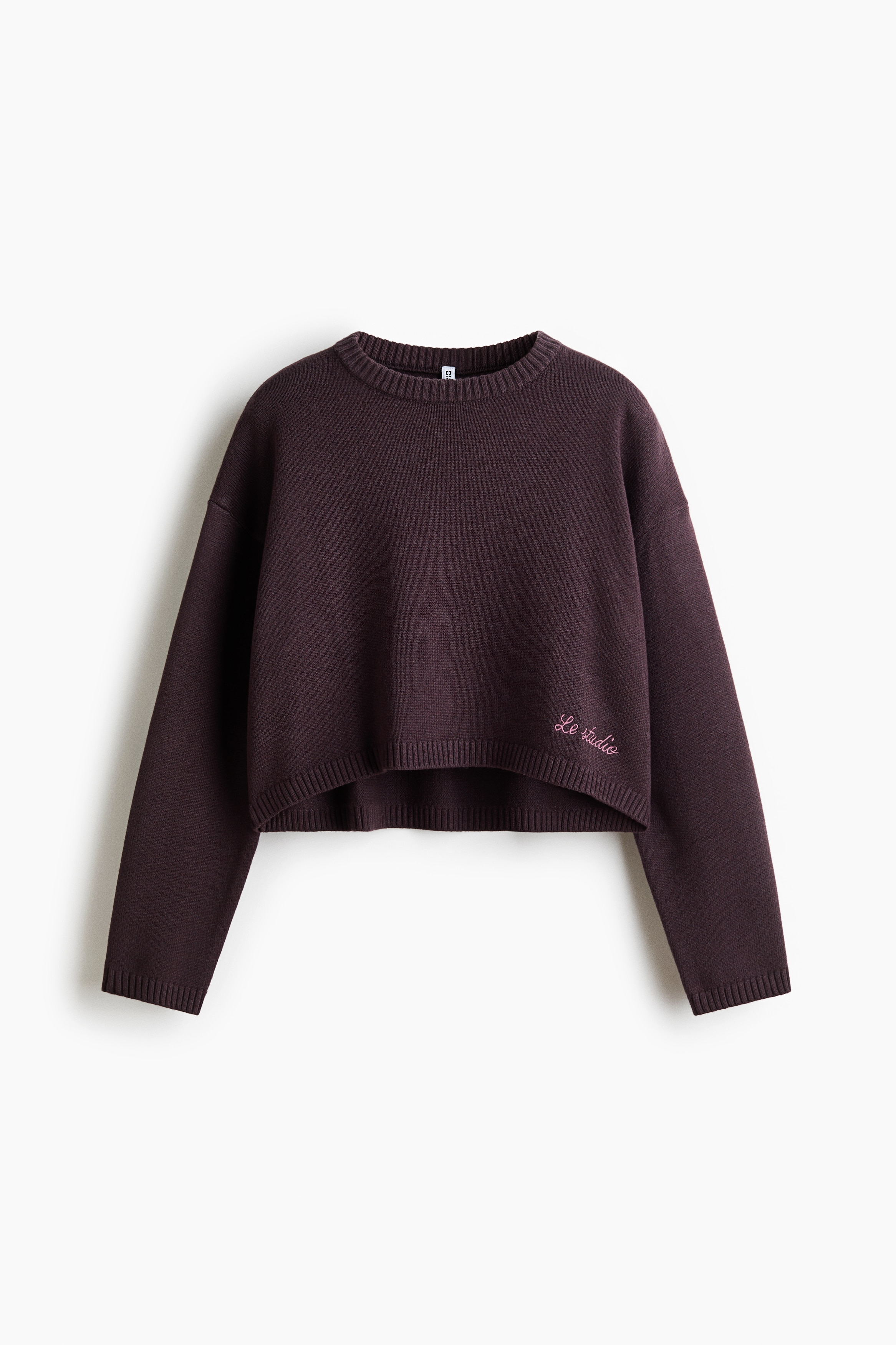 Pull loose en coton mélangé - Rouge prune/Bleu ancien clair