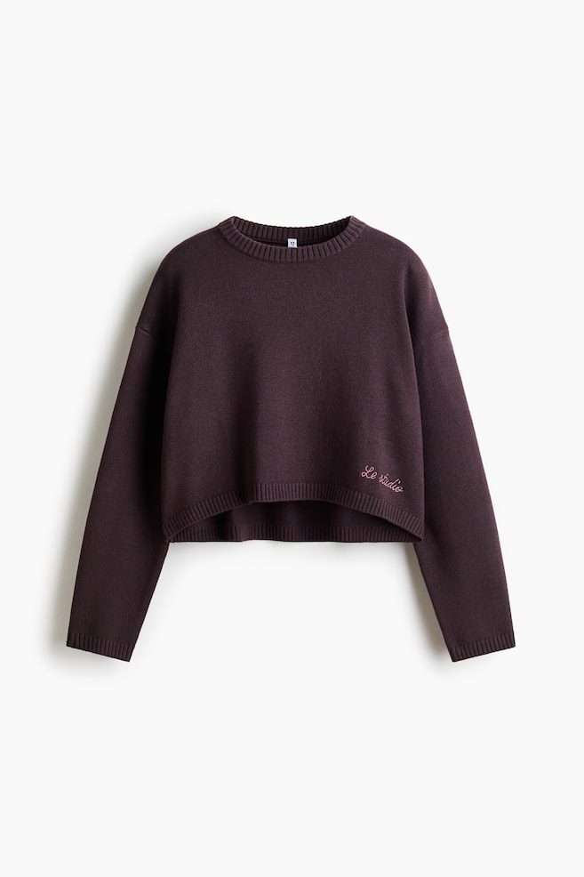 Loose-Fit Cotton-Blend Sweater - Plum red - 1