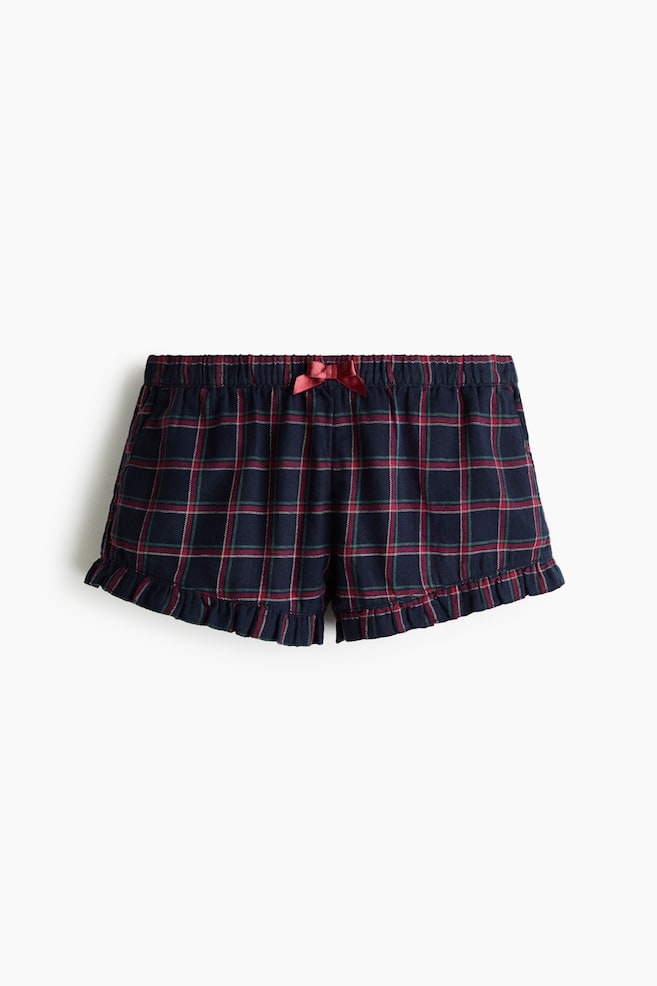 Cotton Twill Shorts - Dark blue/plaid/Light beige/plaid/Blue/plaid - 1