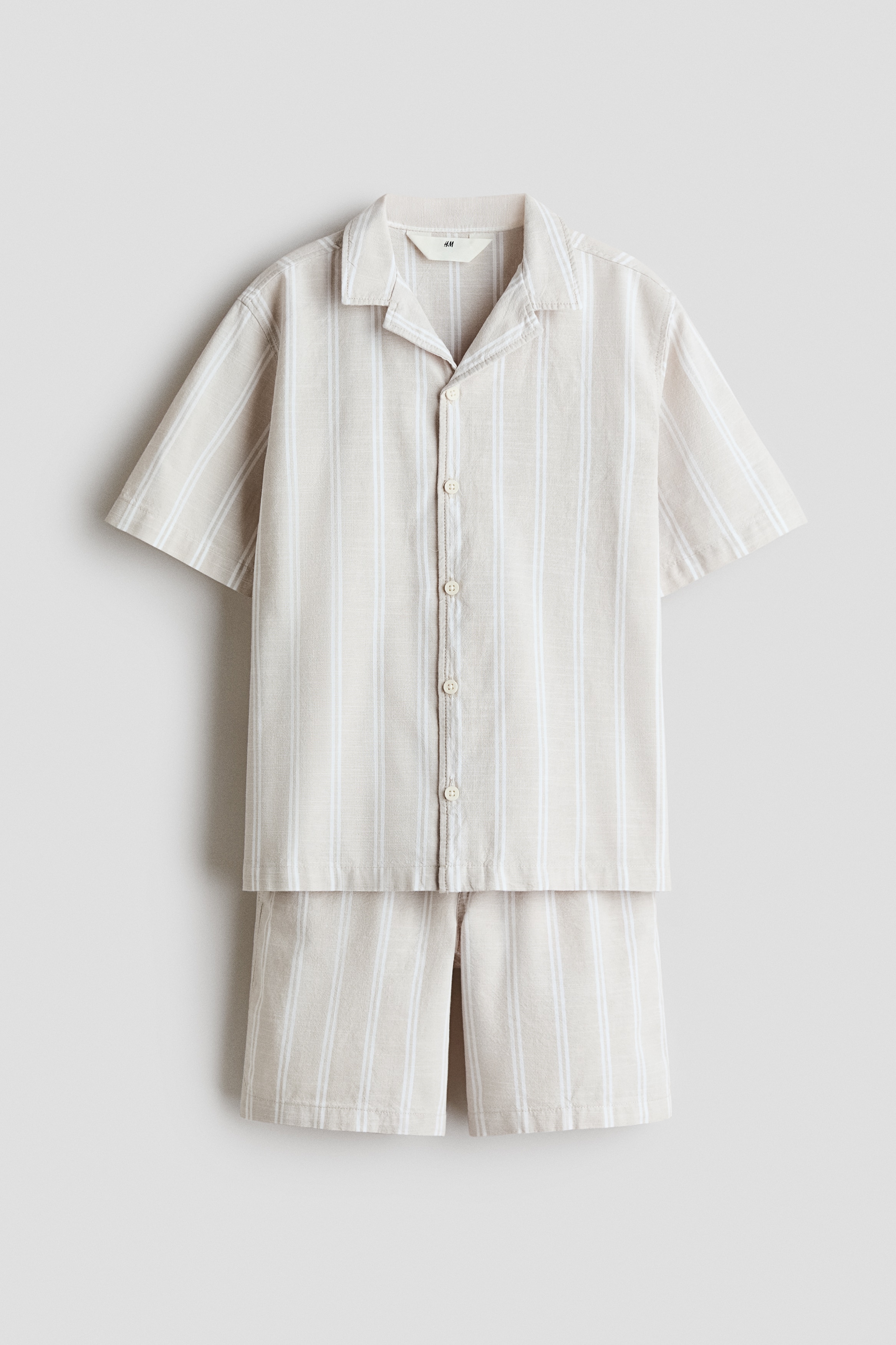 2-Piece Poplin Set - Light beige/striped/Light dusty blue/marbled