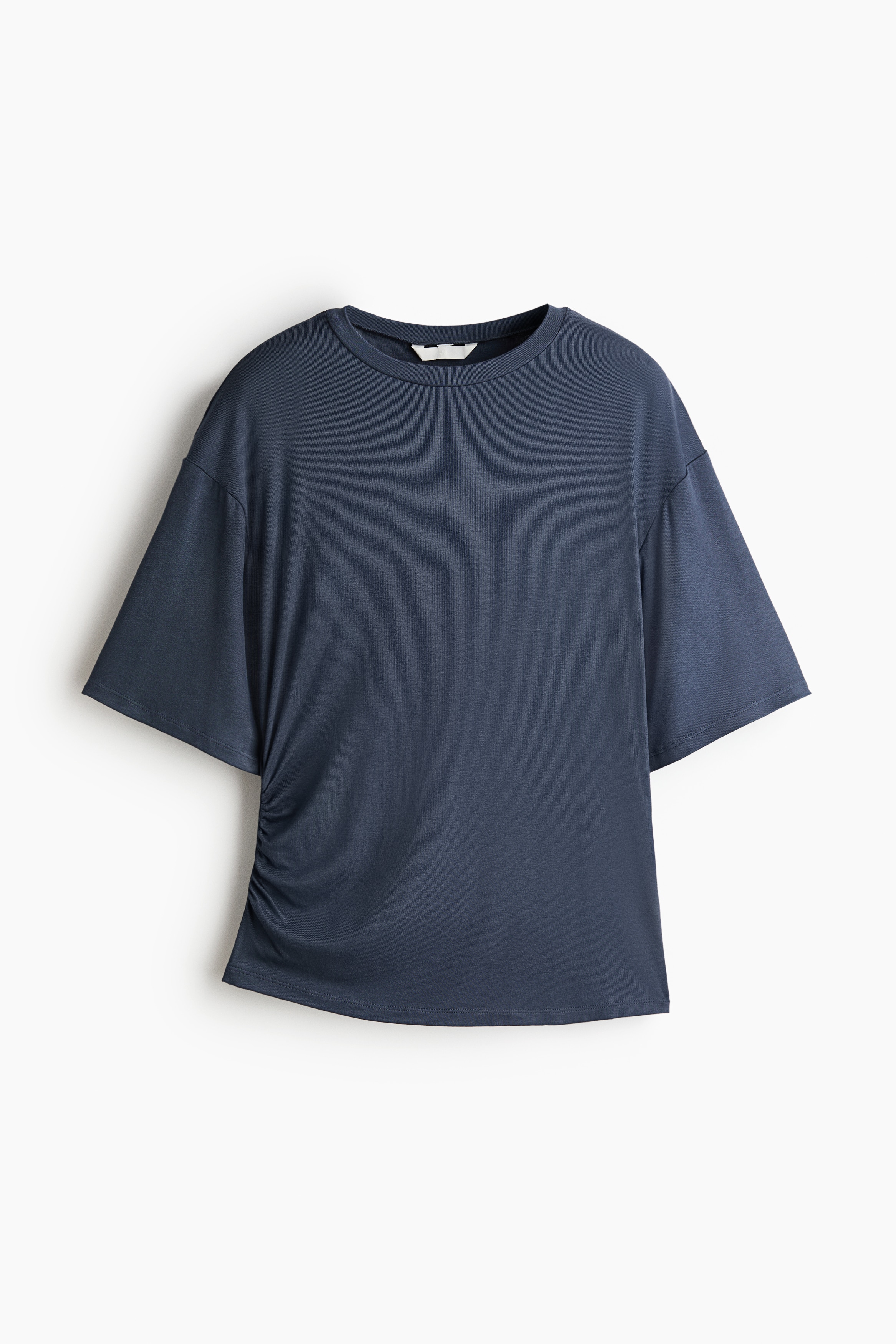 Draped Viscose Top - Dark blue/Dark brown/Cream