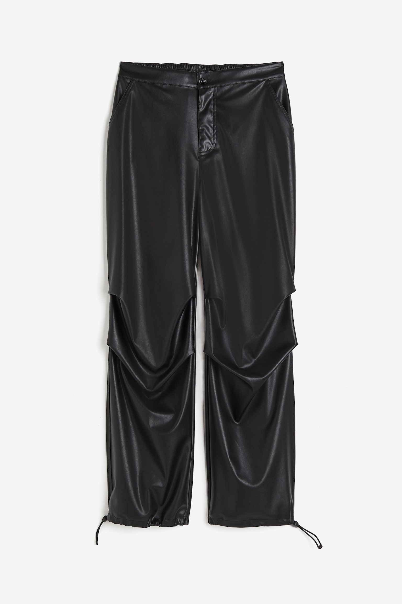 Coated Parachute Pants - Black - 1