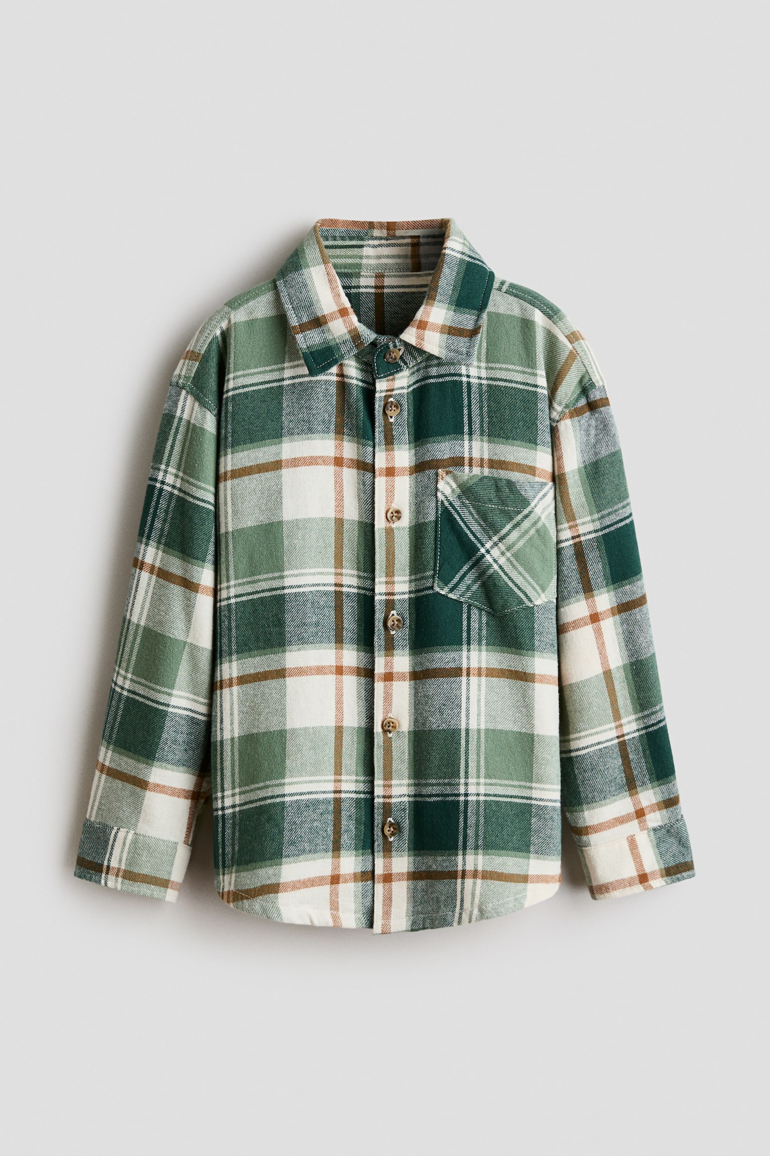 Cotton flannel shirt - Dark green/Checked/Grey/Checked/Brown/Checked - 1