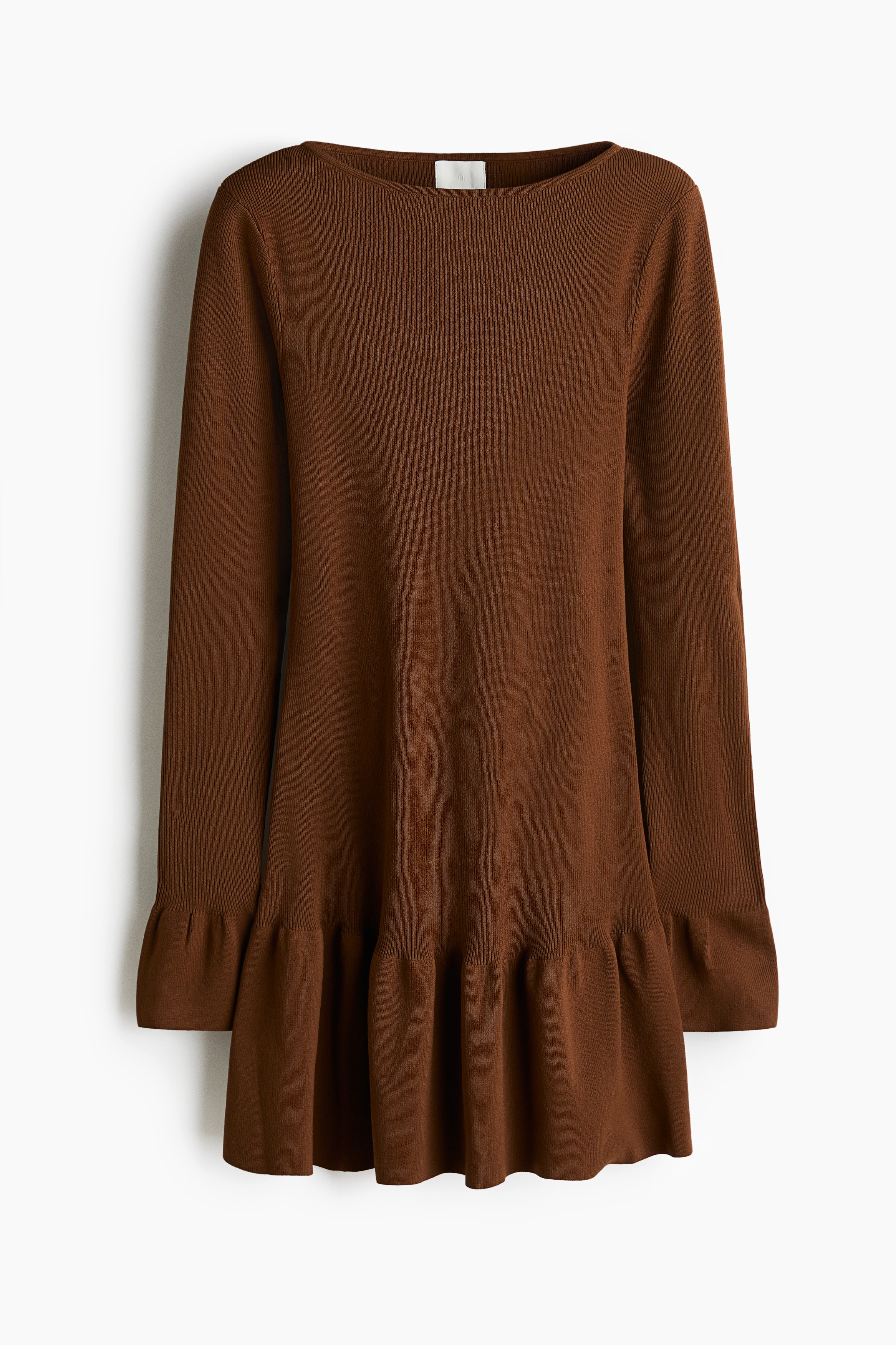 Rib-knit dress - Brown/Black