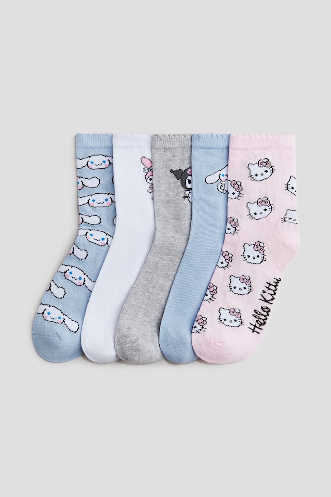 5er-Pack Socken mit Motiv - Hellrosa/Hello Kitty/Hellrosa/Miffy/Weiss/Hello Kitty/Hellrosa/Lilo & Stitch/Hellblau/Minnie Maus/Rot/Minnie Maus/Blau/Disney/Lila/Gabby's Dollhouse/Hellrosa/Lilo & Stitch/Hellrosa/Bluey/Hellblau/Eiskönigin - 1