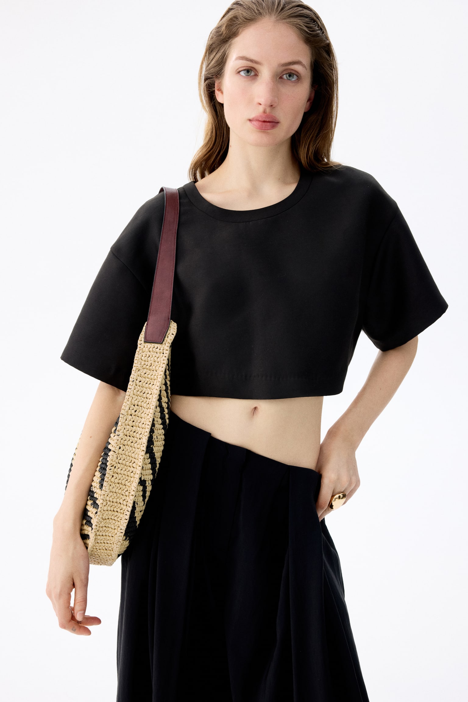 Женская сумка H&M Straw Shoulder, цвет: Бежевый / Зебра с принтом — фото 3