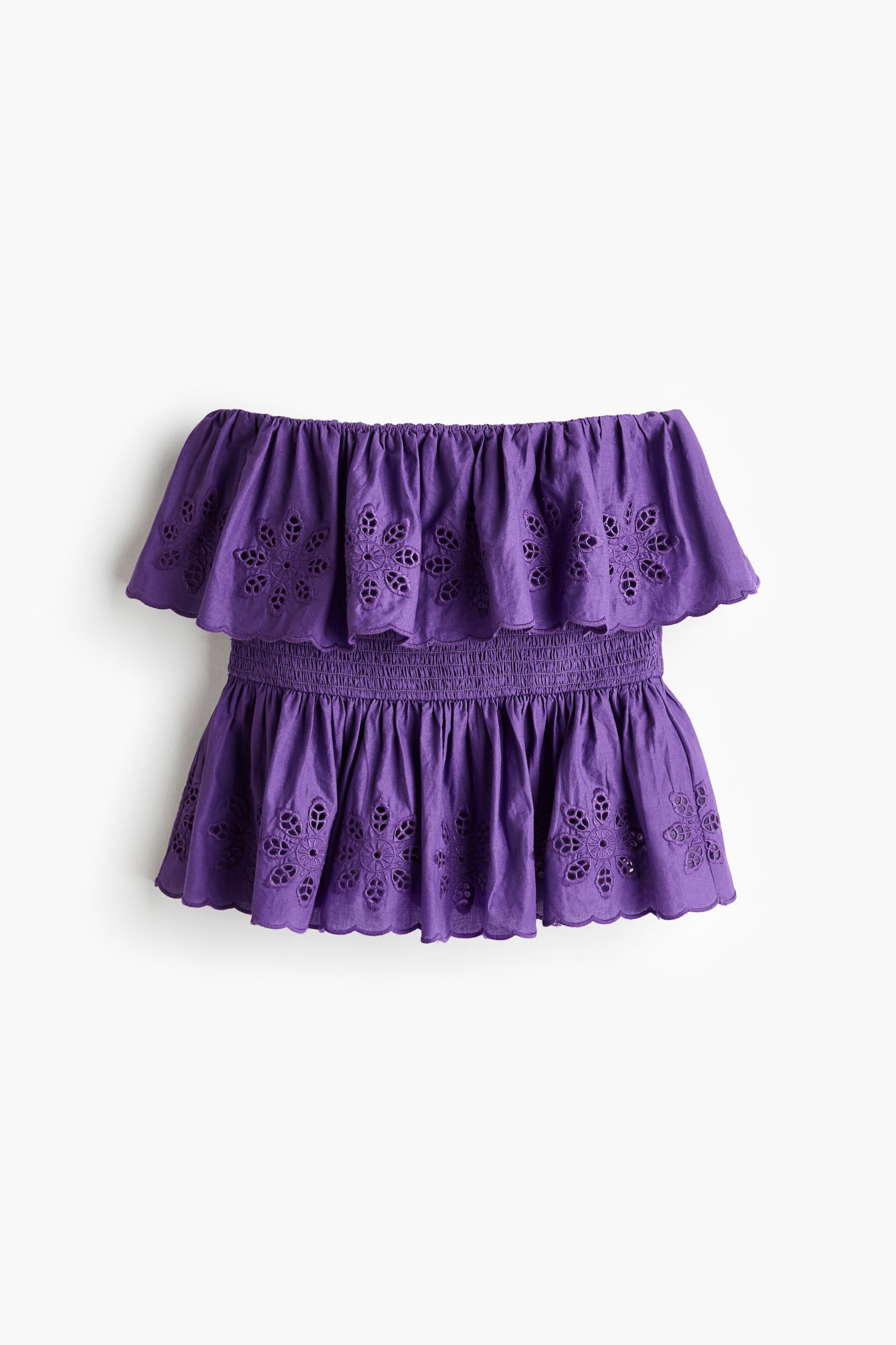 Flounce-trimmed peplum tube top - סגול - 2