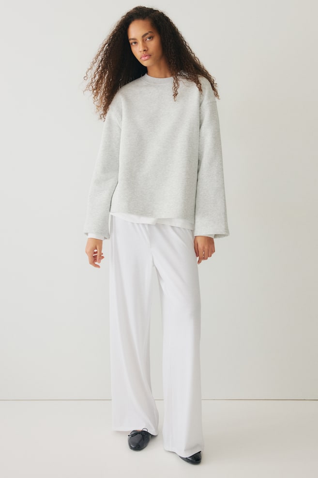 Oversized Sweatshirt-Hellgraumeliert - 6
