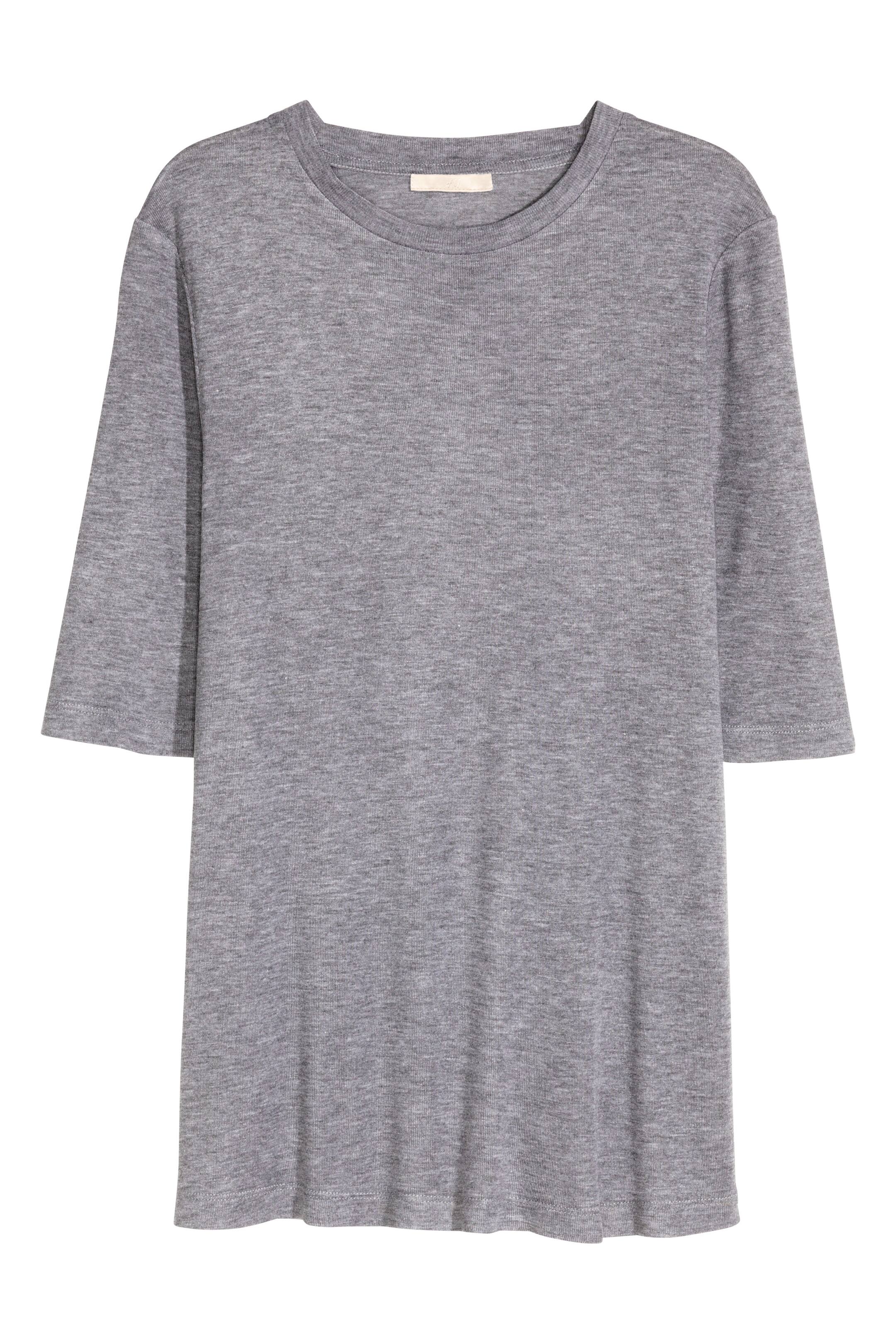 Zobacz większy obraz: Top z domieszką jedwabiu - Szary melanż - ONA | H&M PL 1