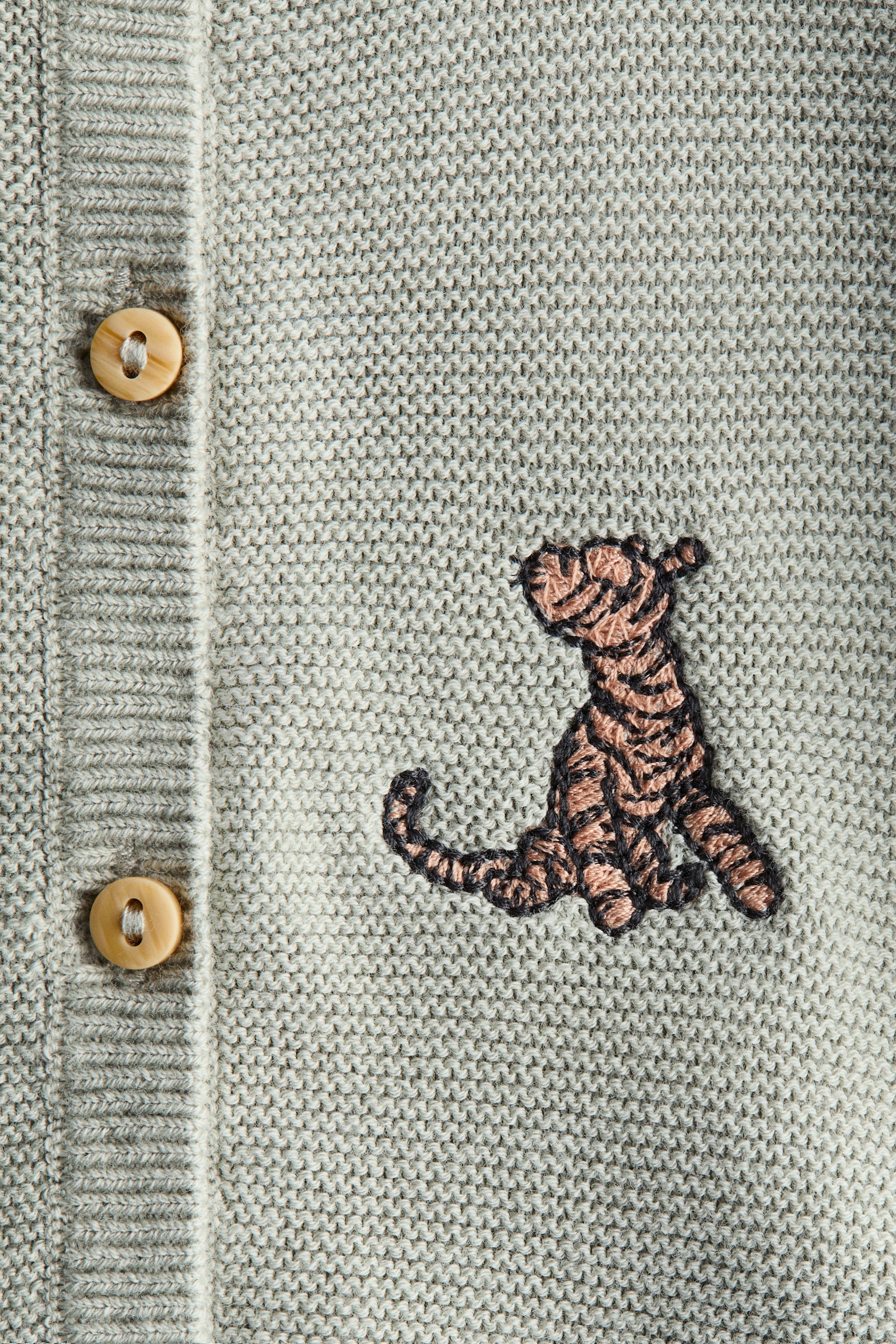 Appliquéd cotton cardigan - Light green/Winnie the Pooh - 2