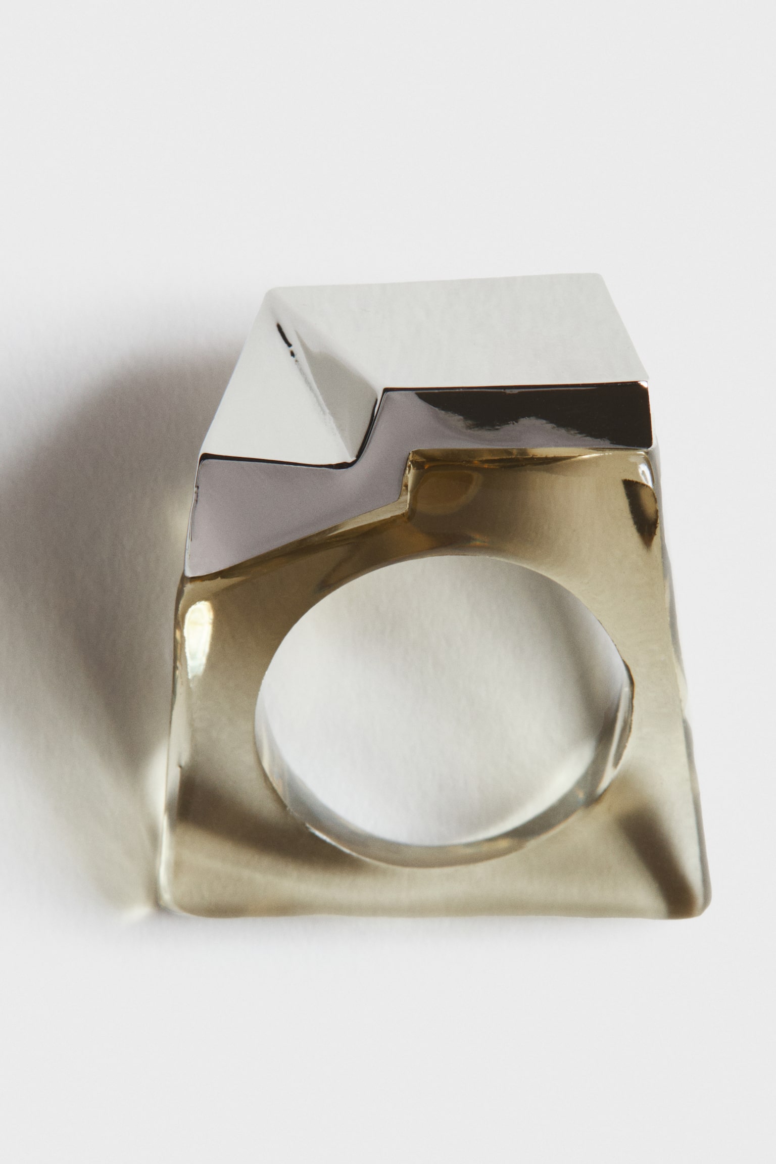Geometric ring - Stříbrná/béžová - 2