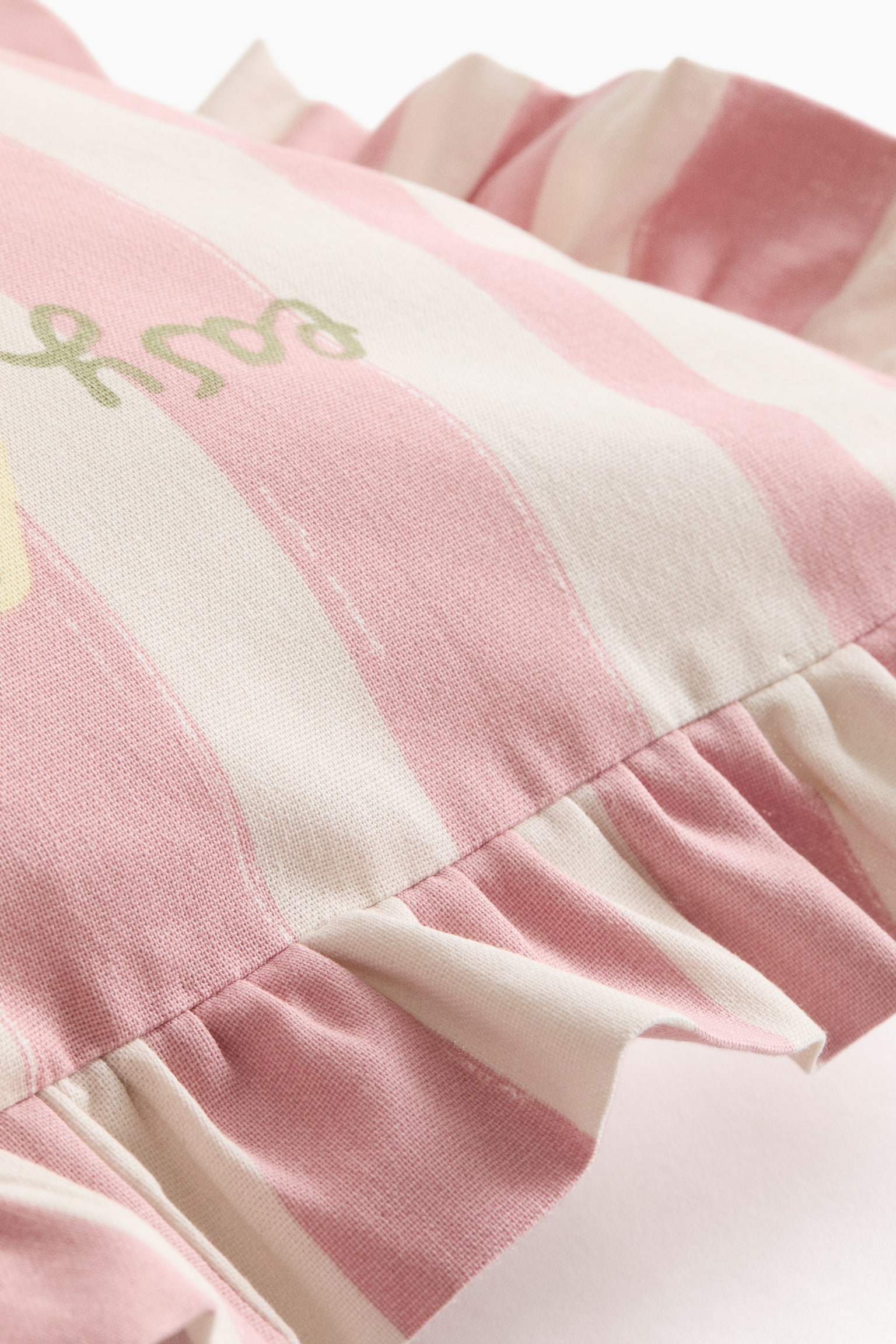 Housse de coussin volantée en coton - Rose clair/Lemon Squeezy - 2