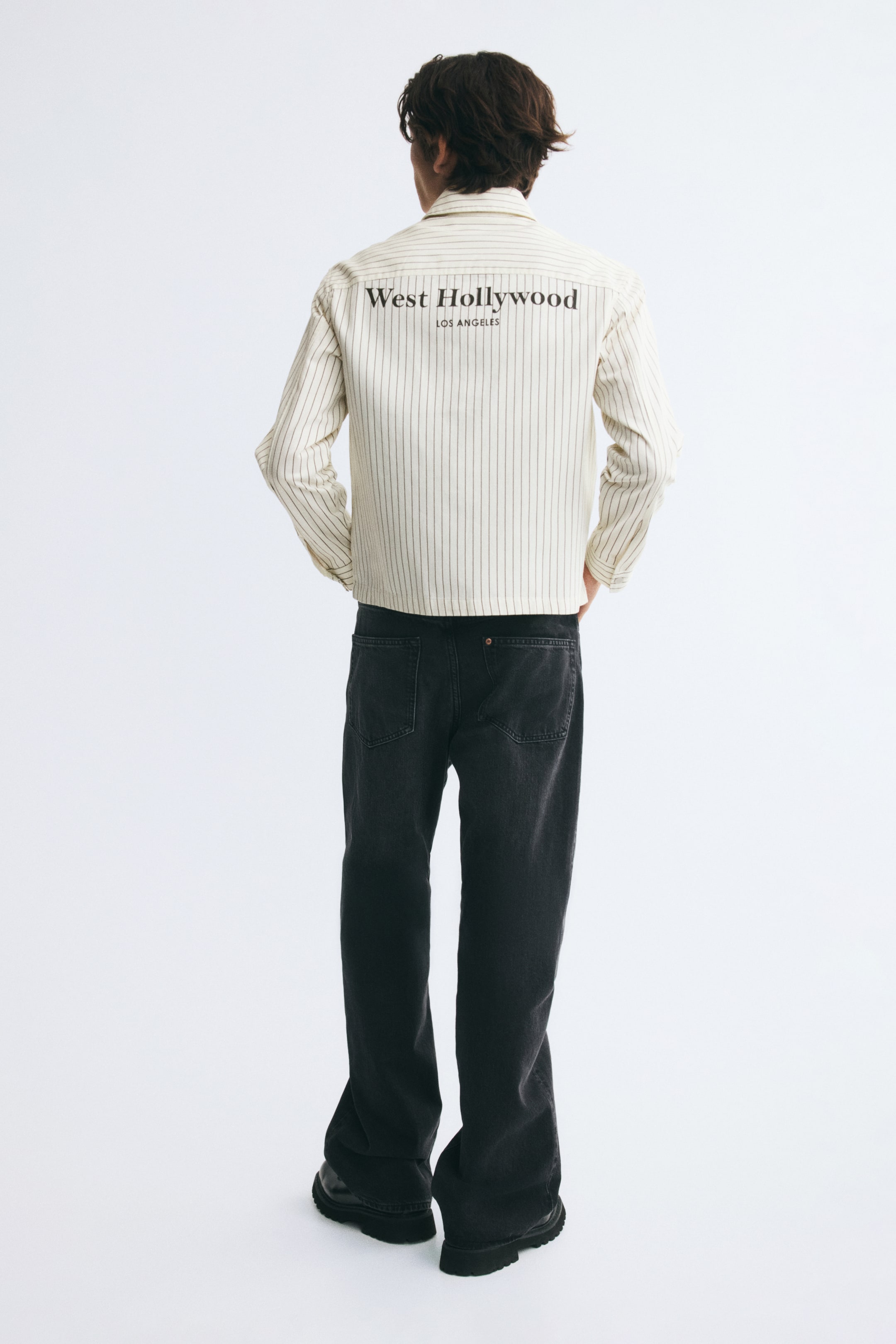Printed-Motif Overshirt with Zipper