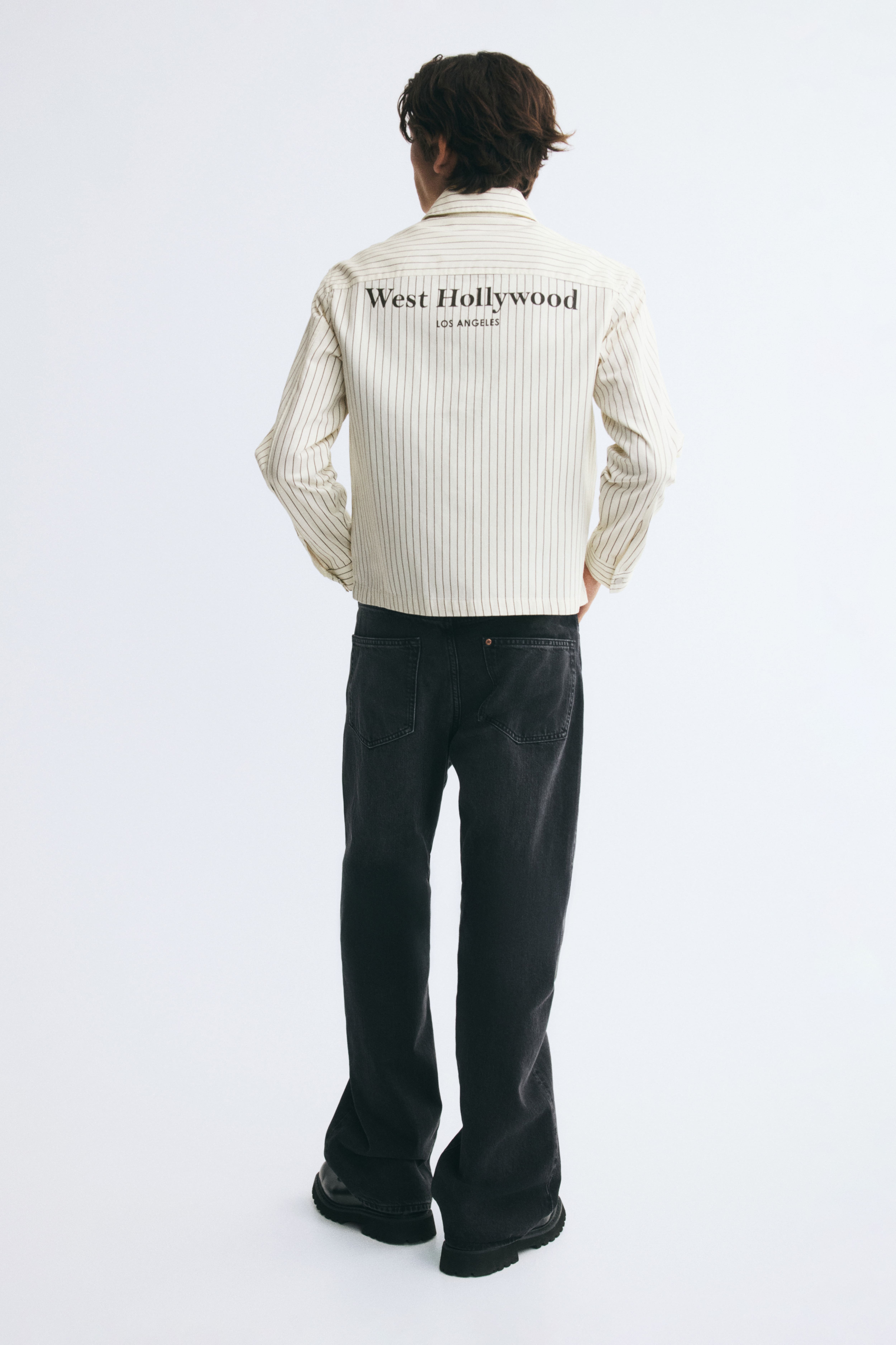 Printed-Motif Overshirt with Zipper