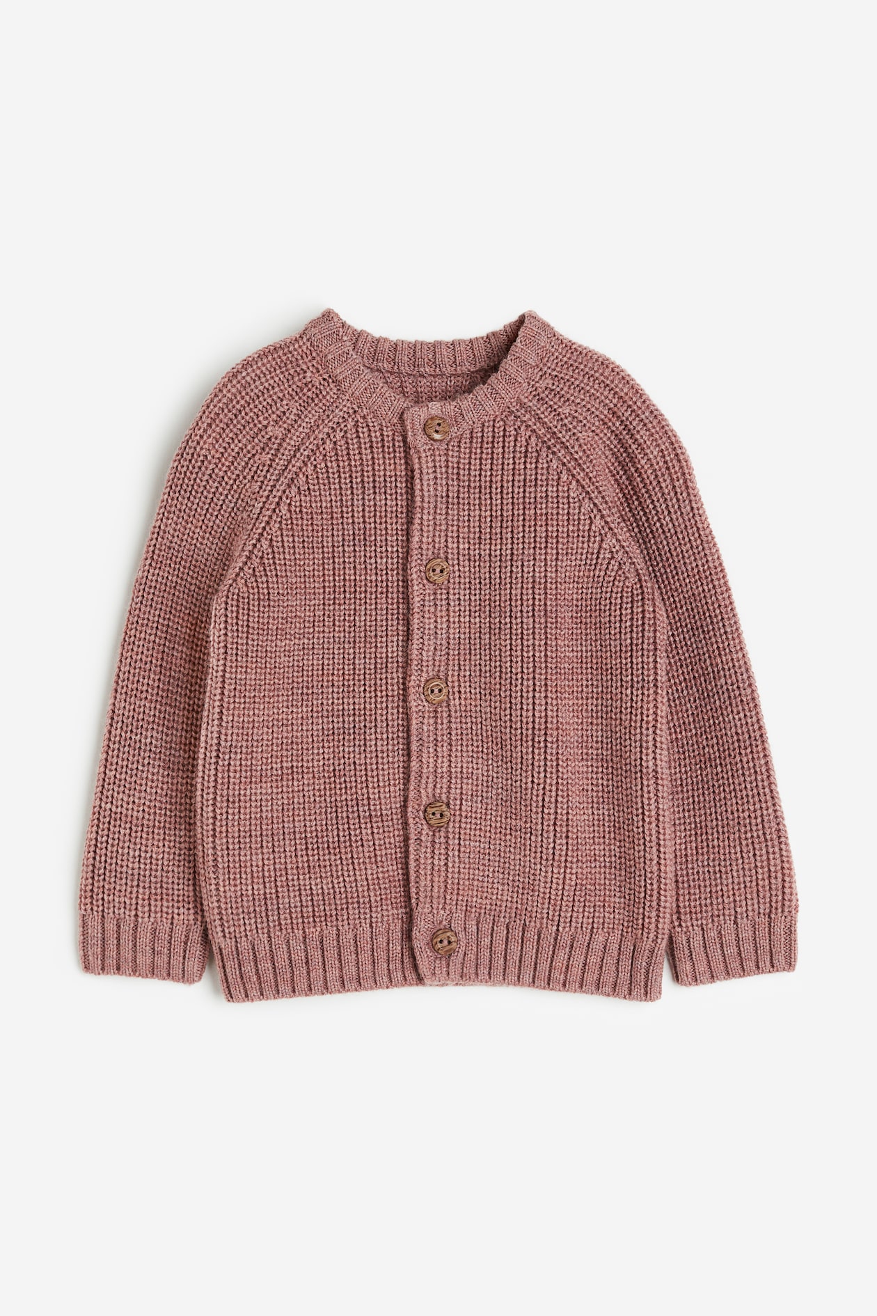 Knit Wool Cardigan - Round Neck - Long sleeve - Dusty rose - Kids | H&M US