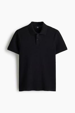Våffelstickad pikétröja Slim Fit