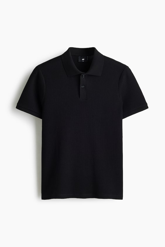 Мужские рубашки H&M Slim-Fit Waffle-Knit Polo Shirt