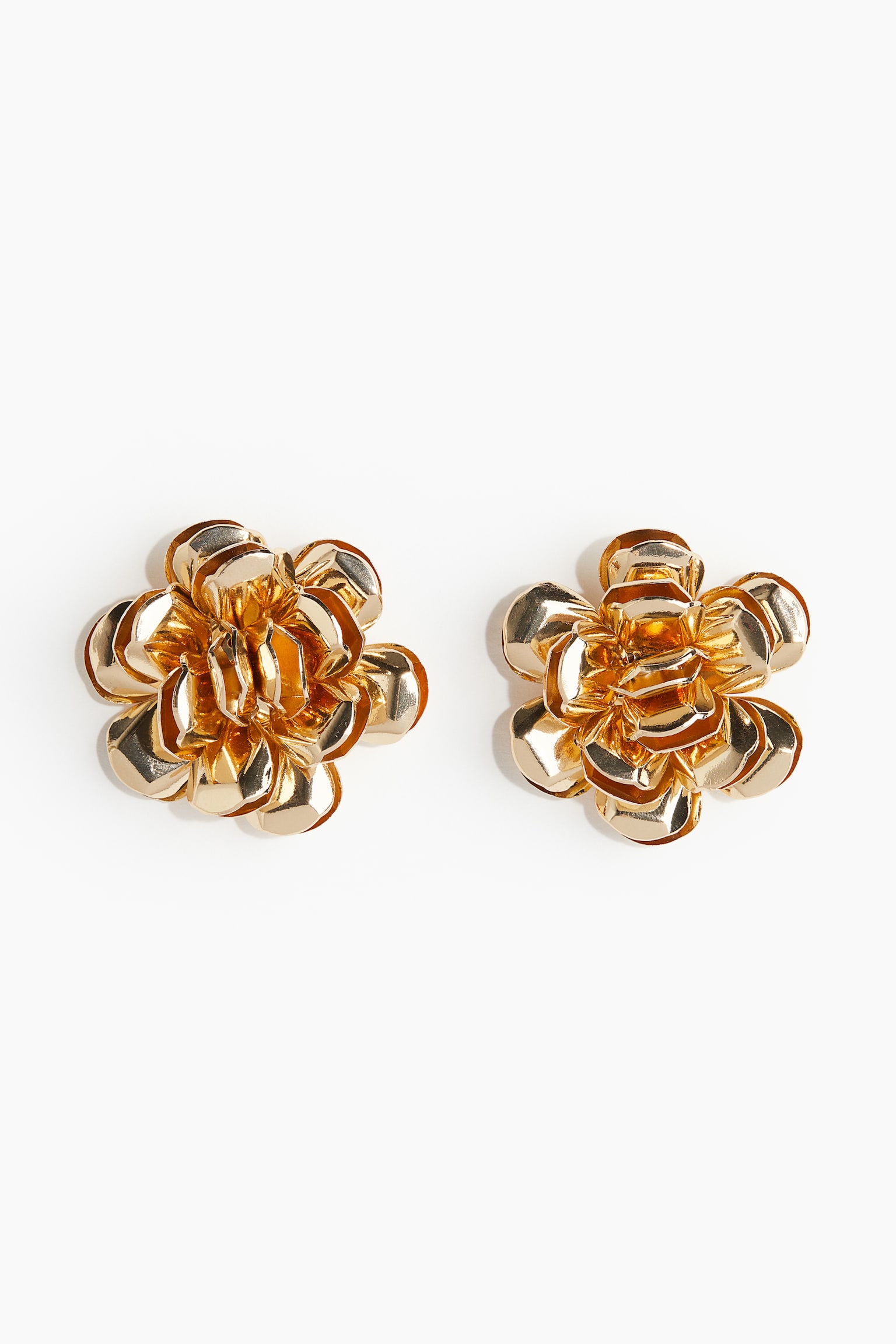 Flower Shaped Earrings - Gold colour - 4