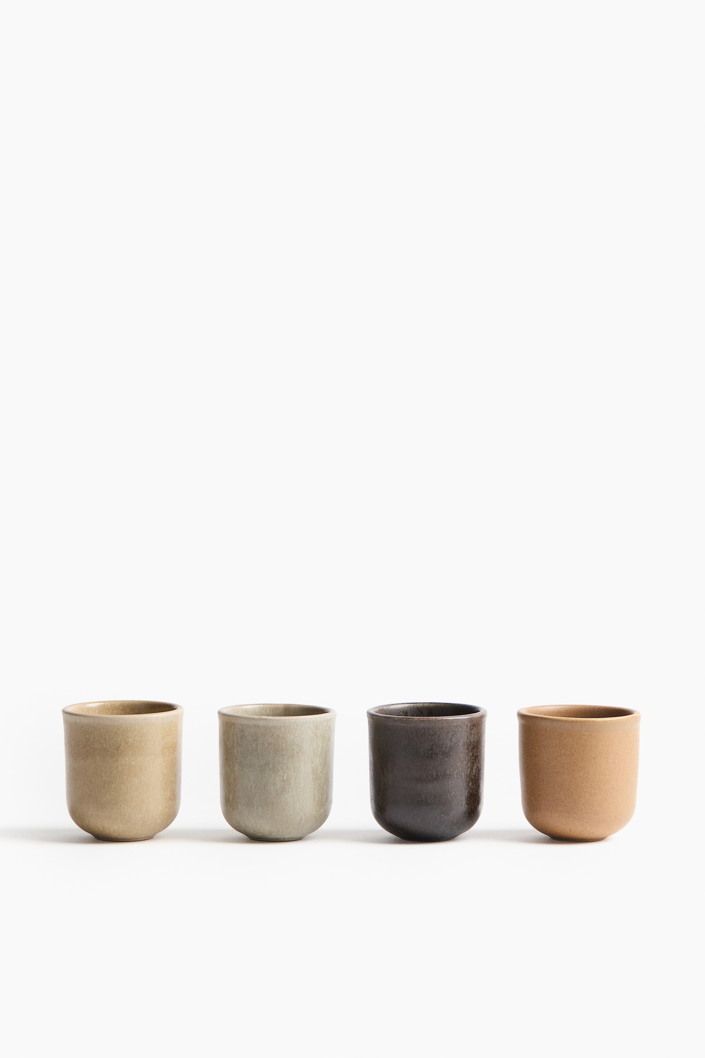 Pack de 4 tazas para expreso en gres - Marrón oscuro/Beige