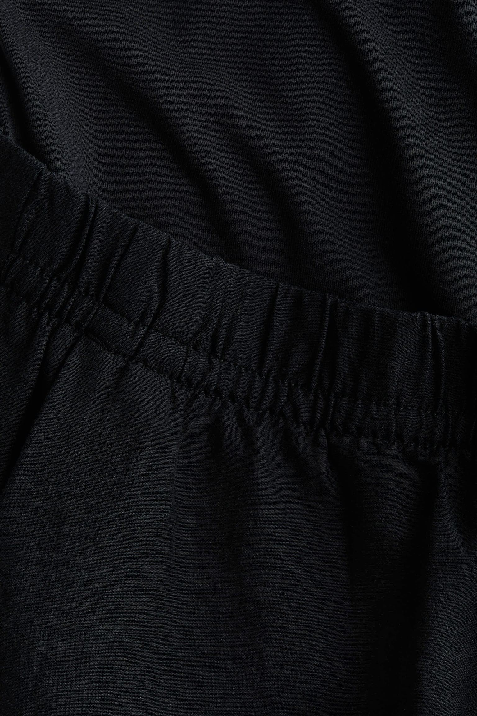 MAMA 亞麻混紡抽繩長褲 - 黑色/淺米色 - 5