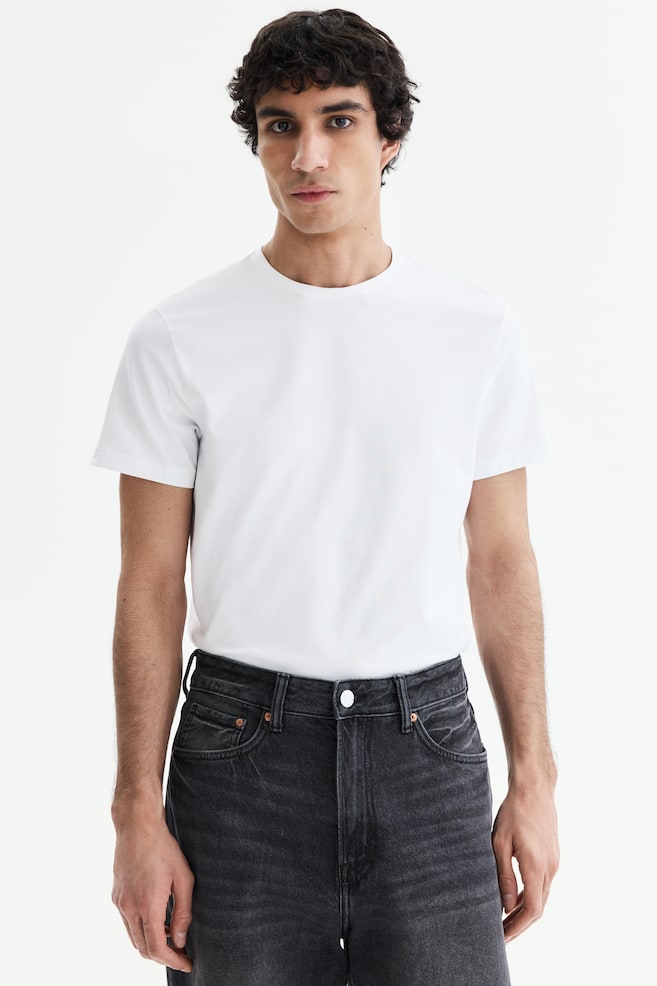 Tricou Slim Fit - Alb/Verde-kaki/Maro-închis/Negru/Alb/dungi negre/Bleumarin/Mov/Verde-pădure - 2