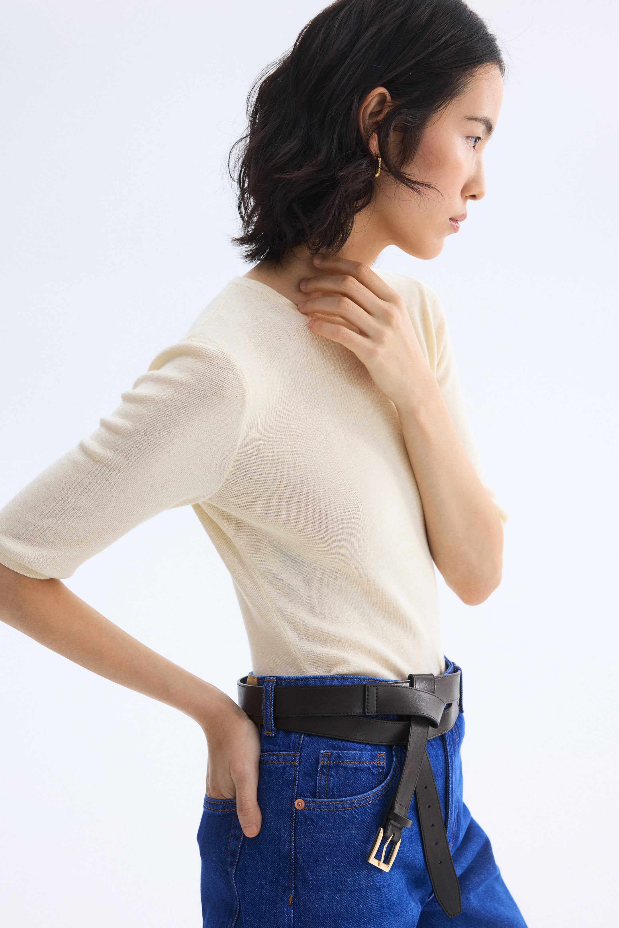 T-shirt en tricot côtelé