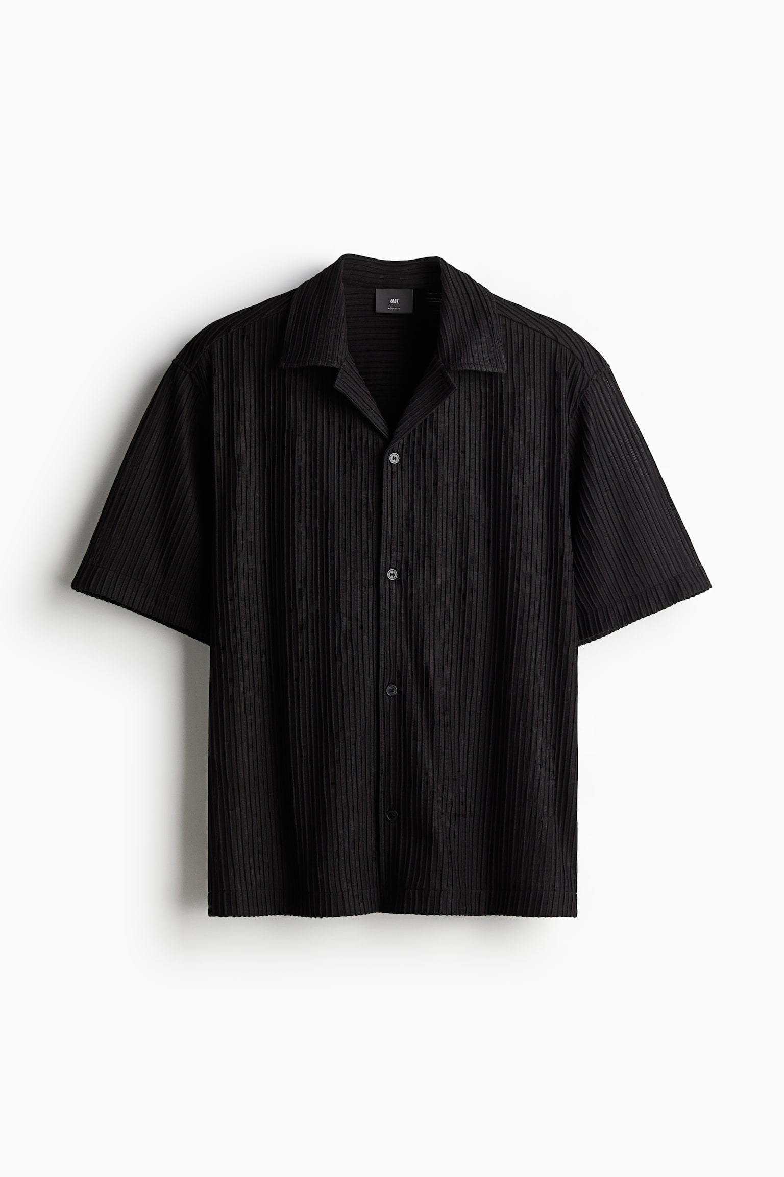 Loose Fit Textured resort shirt - Black - 1