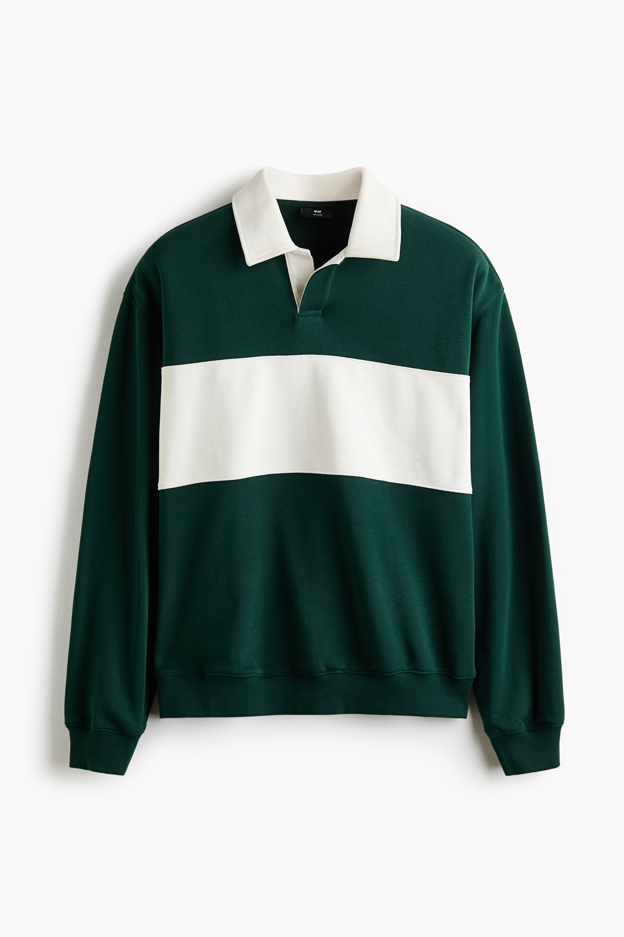 View larger image: Relaxed Fit Colour-blocked rugby shirt - Dark green/Colour block - Men | H&M 1