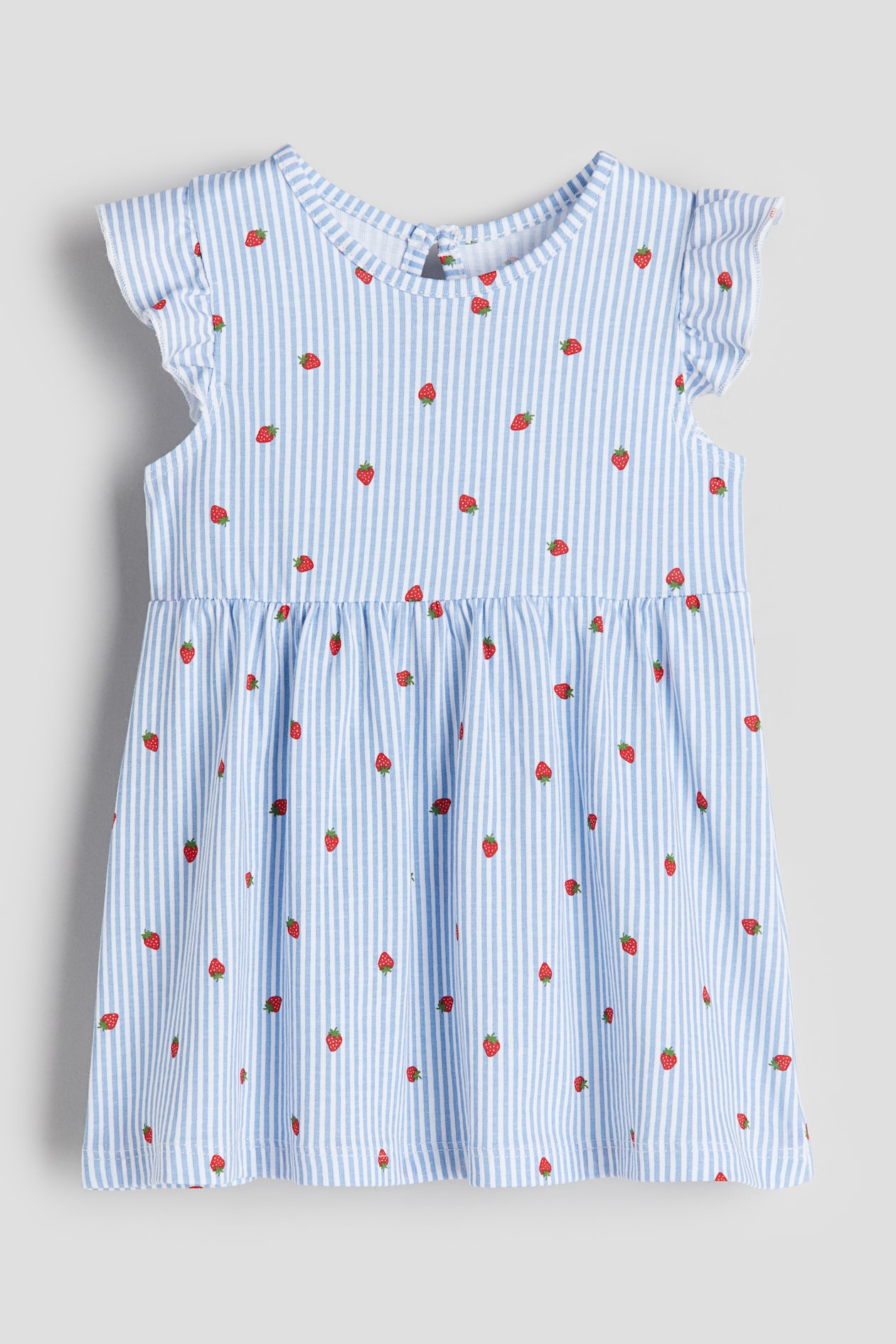 Light blue/strawberries Ruffle-Trimmed Jersey Dress for kids | H&M US