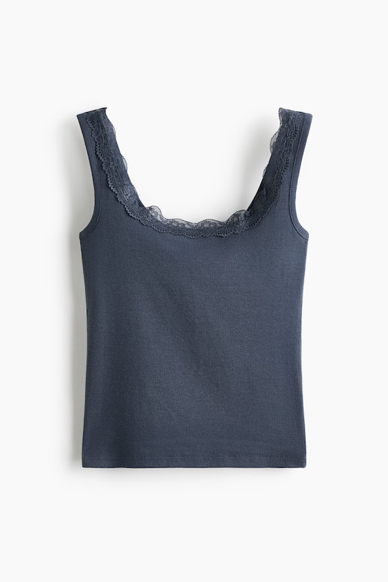 Женские топы H&M Lace-Trimmed Tank Top