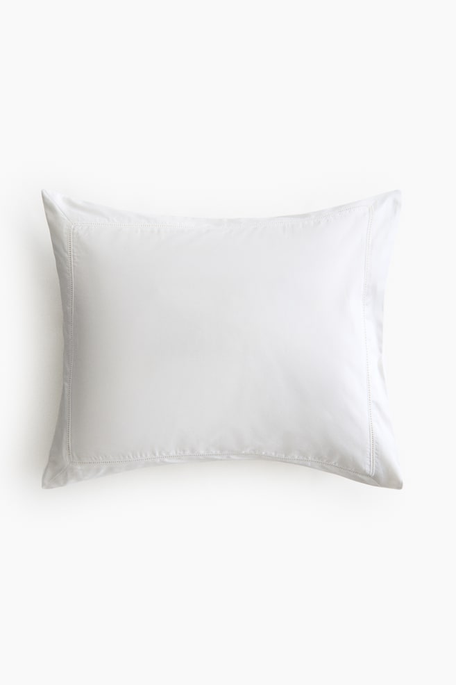 Egyptian Cotton Pillowcase - White/Taupe/Light beige - 1