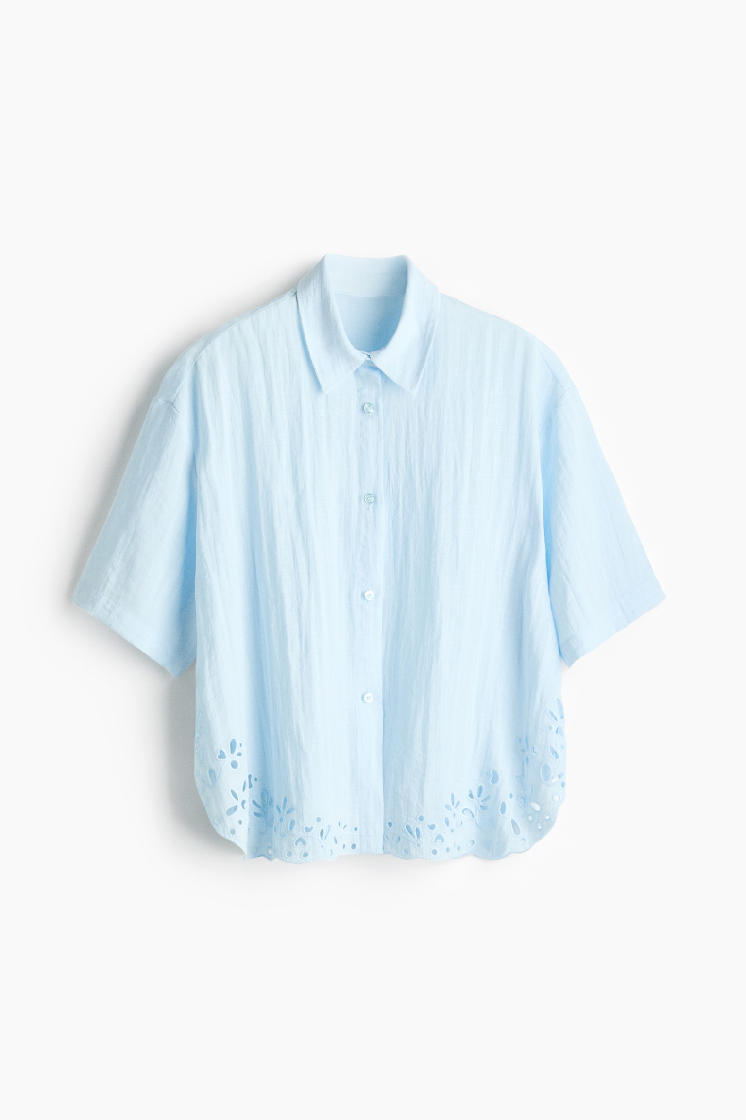 Broderie anglaise beach shirt - Light blue/Dark brown/Navy blue/Bright red/Cream/Light purple - 1