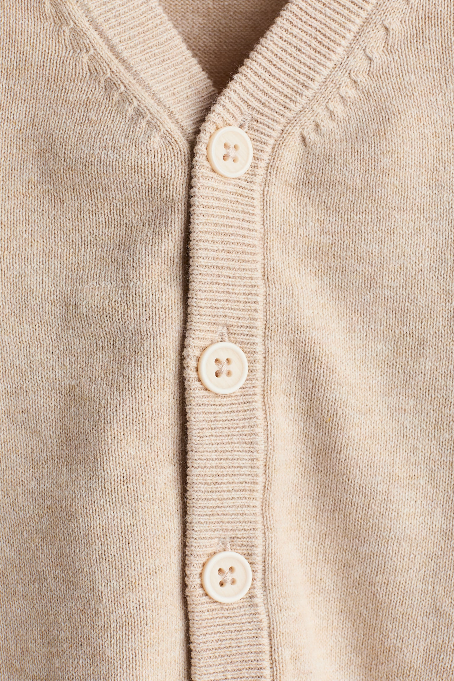 Fine-knit cotton cardigan - Light beige marl/Navy blue/Light grey marl - 2