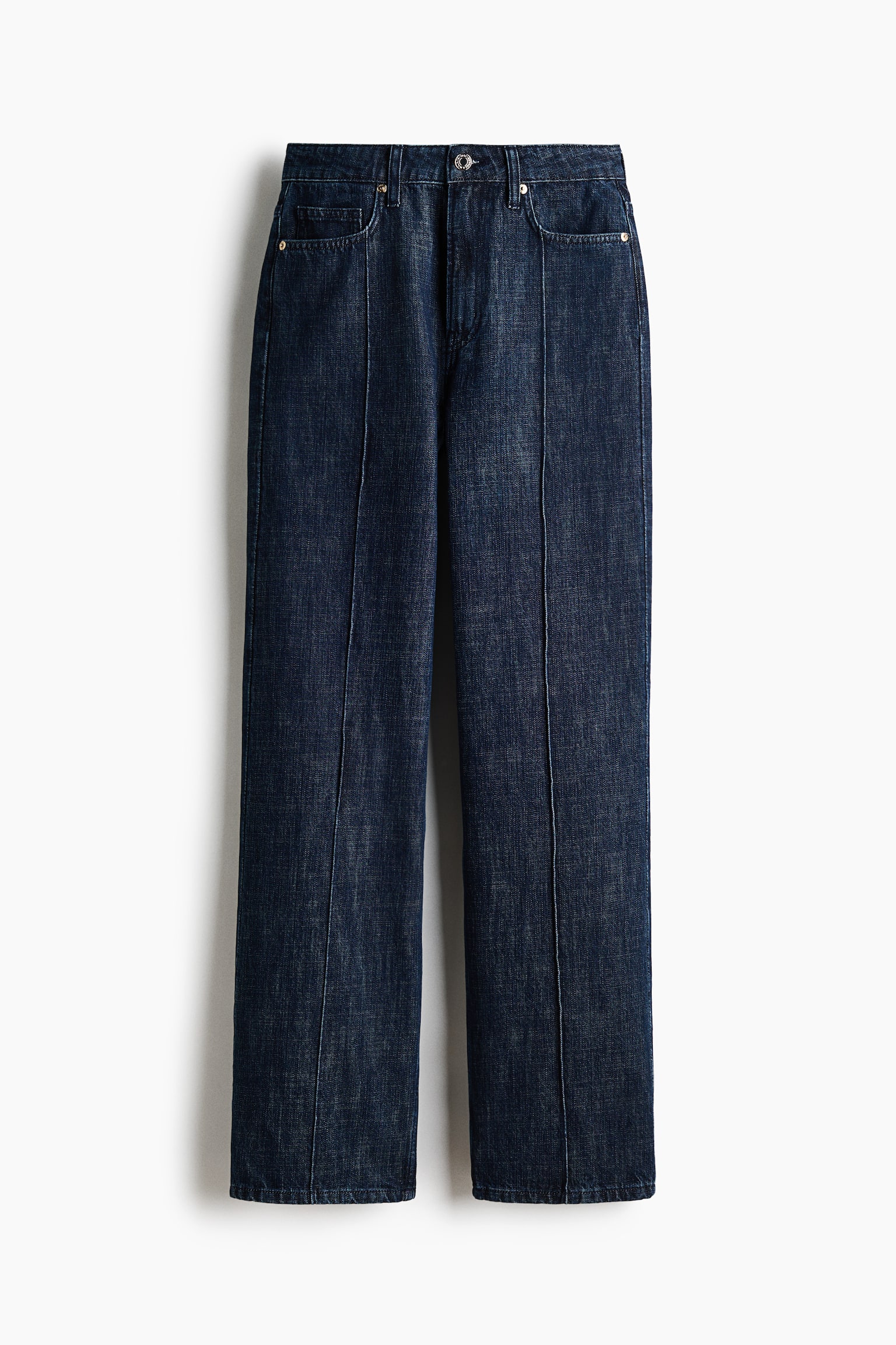 Straight High Jeans - Tamna teksas plava
