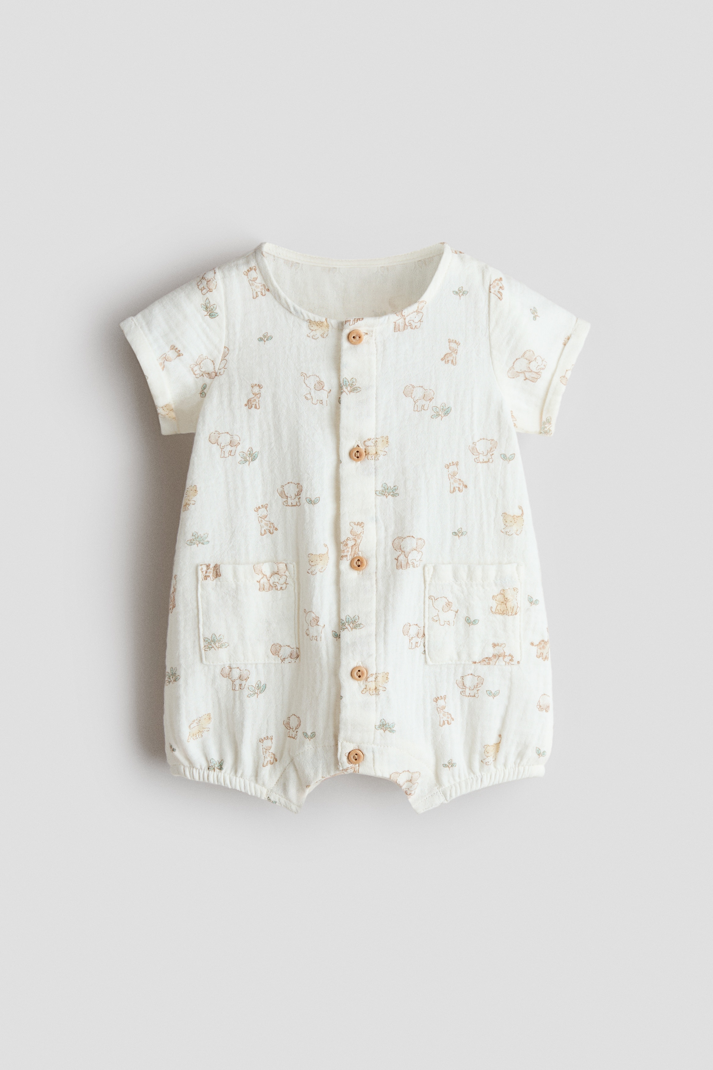 Ranita en muselina de algodón - Blanco/Animales/Turquesa claro/Crema