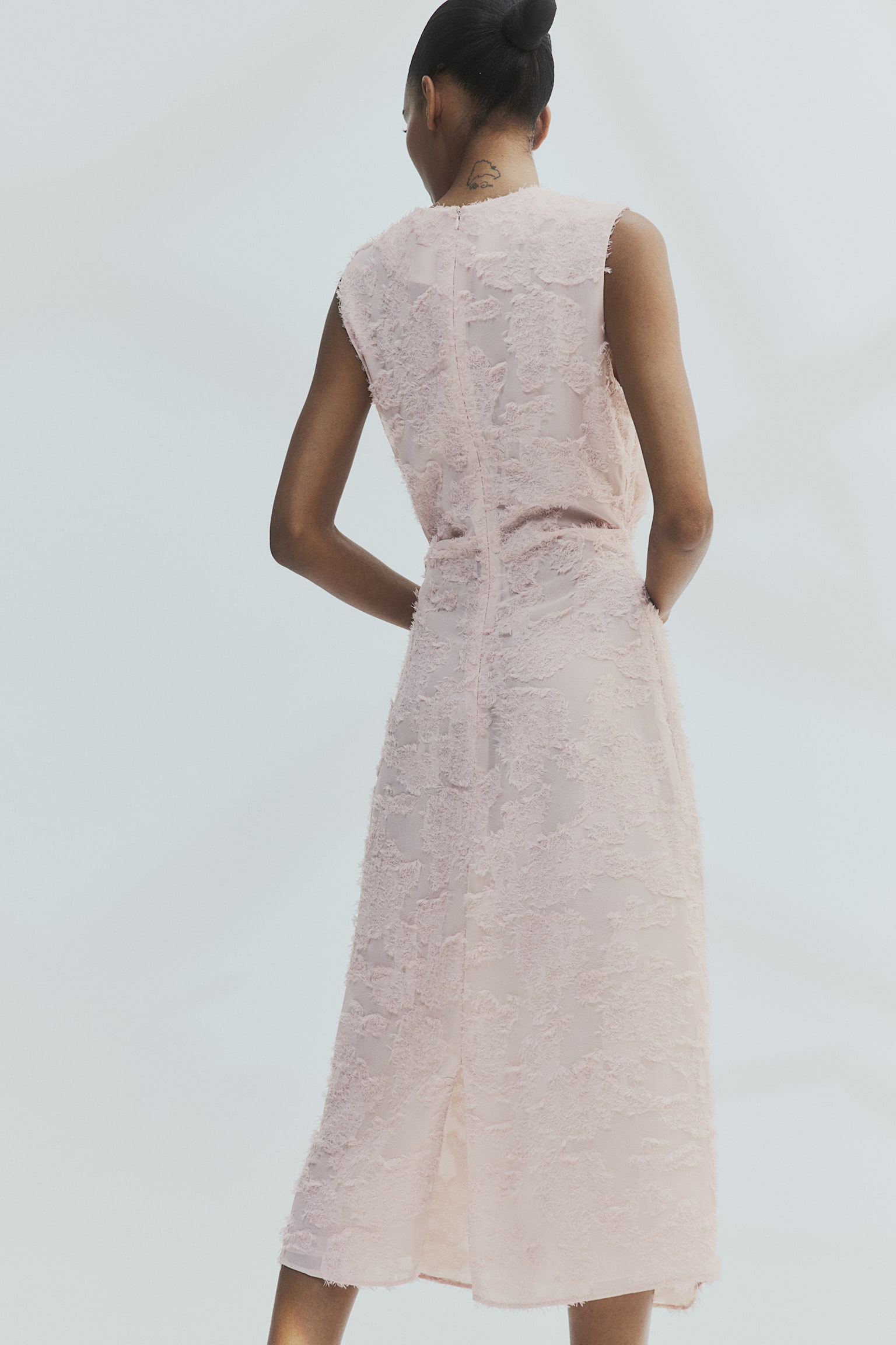 Jacquard-weave dress - Powder pink/White - 5