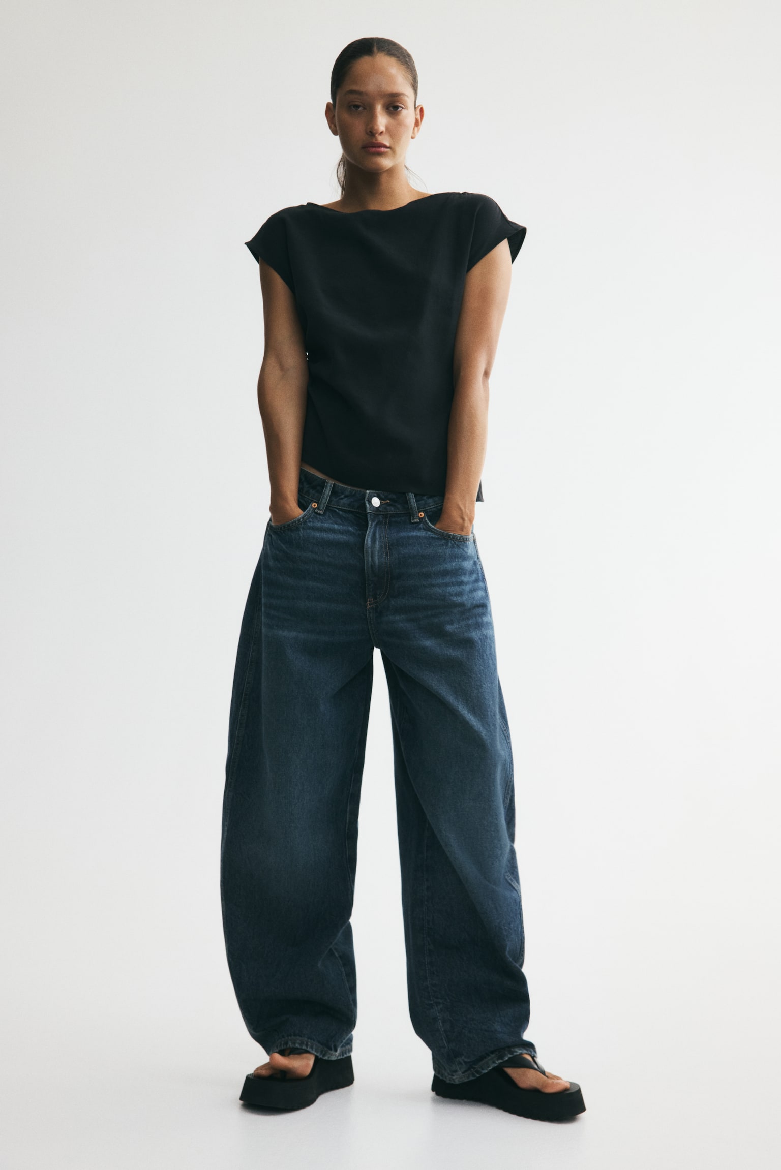 Ruched viscose-blend top - אפור כהה/קרם/ורוד פודרה - 1