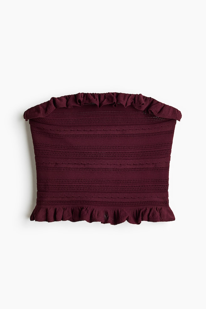 Top a fascia in maglia traforata - Bordeaux - 1